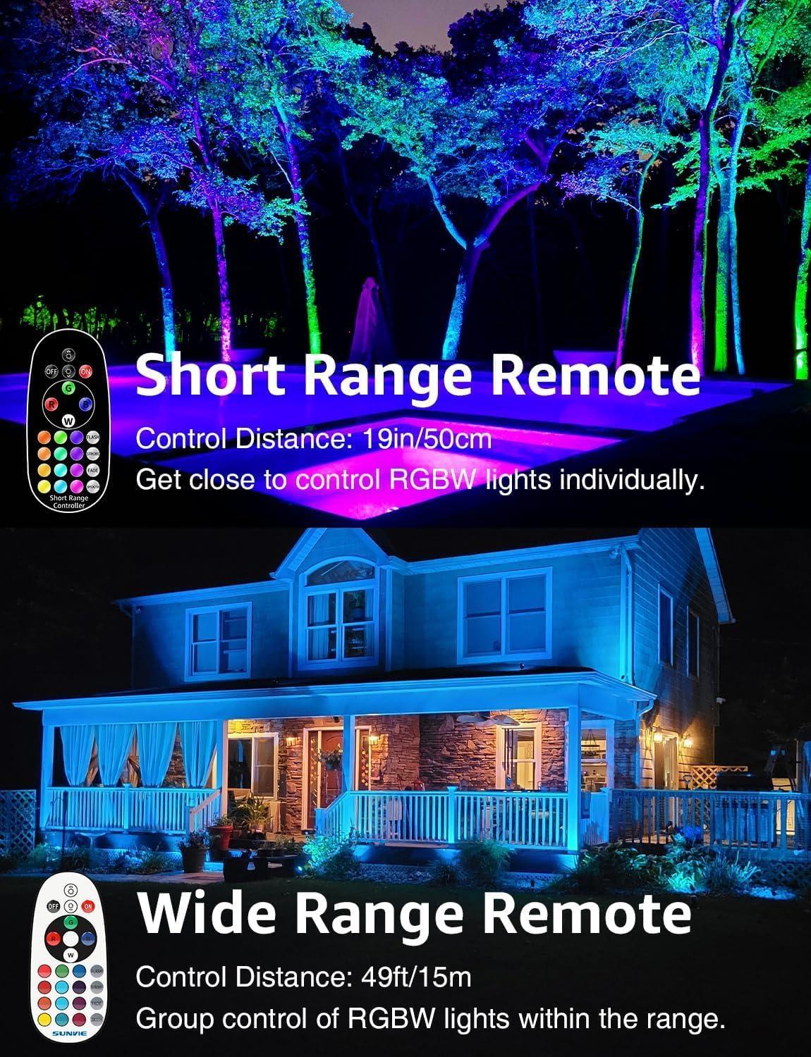 Modern Black Metal RGB LED Pathway Stake Lights with Remote Control