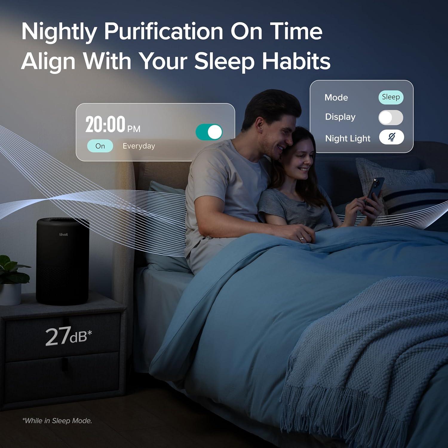 Black HEPA Smart Air Purifier with Alexa and Google Assistant