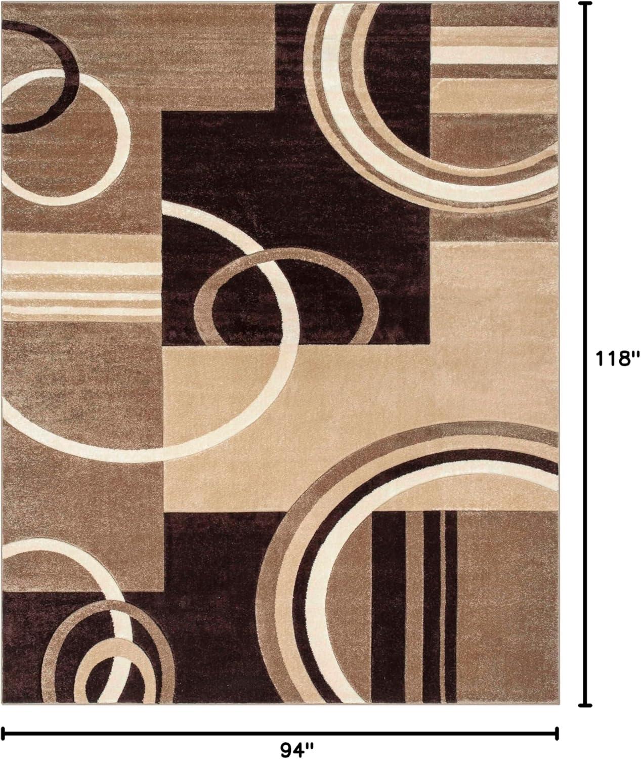 Echo Shapes Circles Modern Geometric Comfy Casual Hand Carved Abstract Contemporary Thick Soft 5'3" Round Blue Area Rug