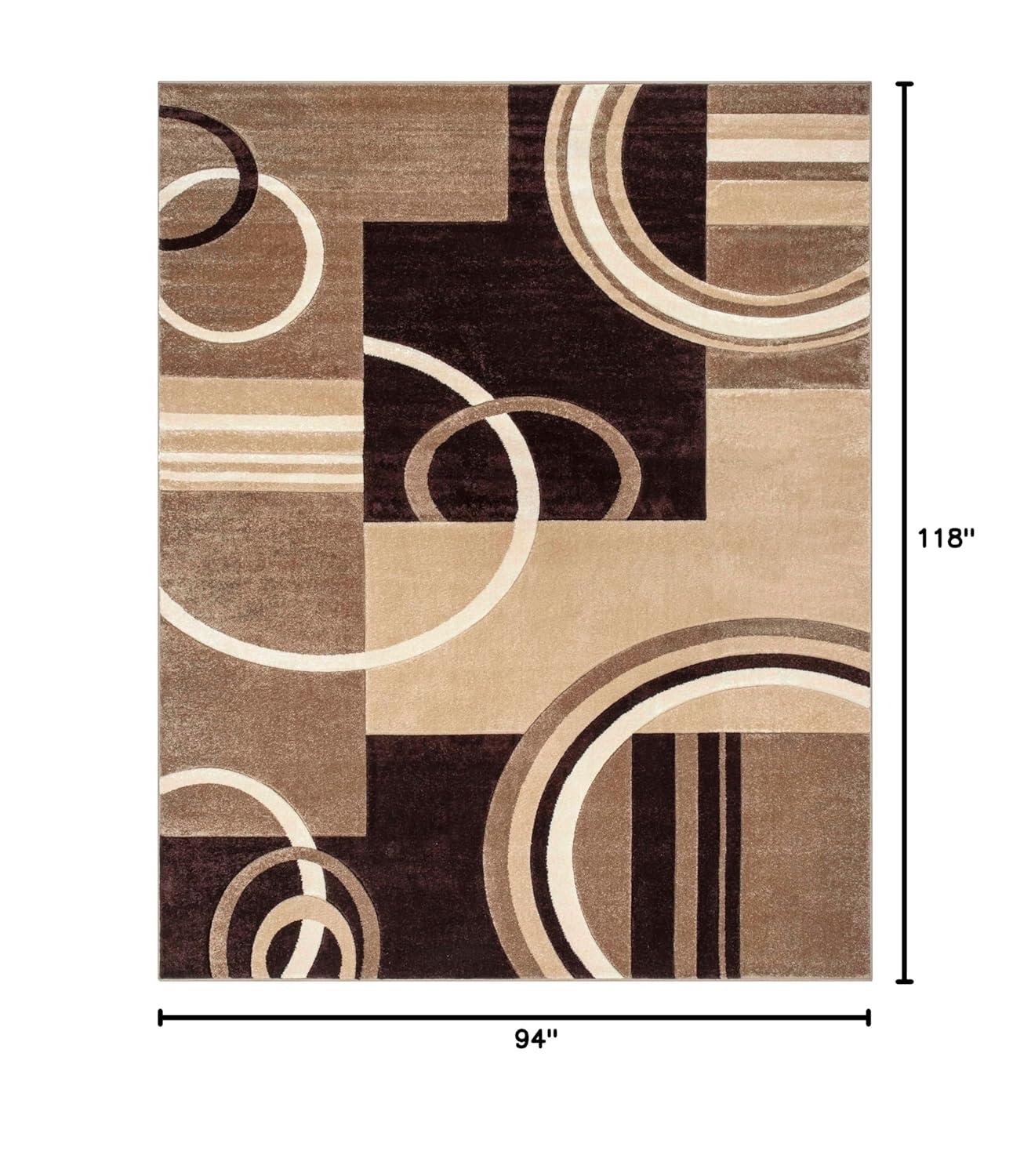 Echo Shapes Circles Modern Geometric Comfy Casual Hand Carved Abstract Contemporary Thick Soft 5'3" Round Blue Area Rug