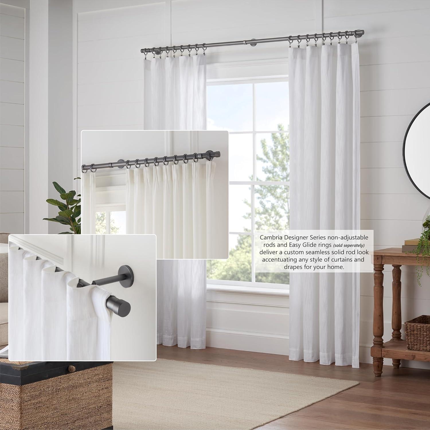 MODE Cambria Designer Series Premium 1-1/8 in Larger Dia. Non-Adjustable Curtain Rod and Designer Brackets