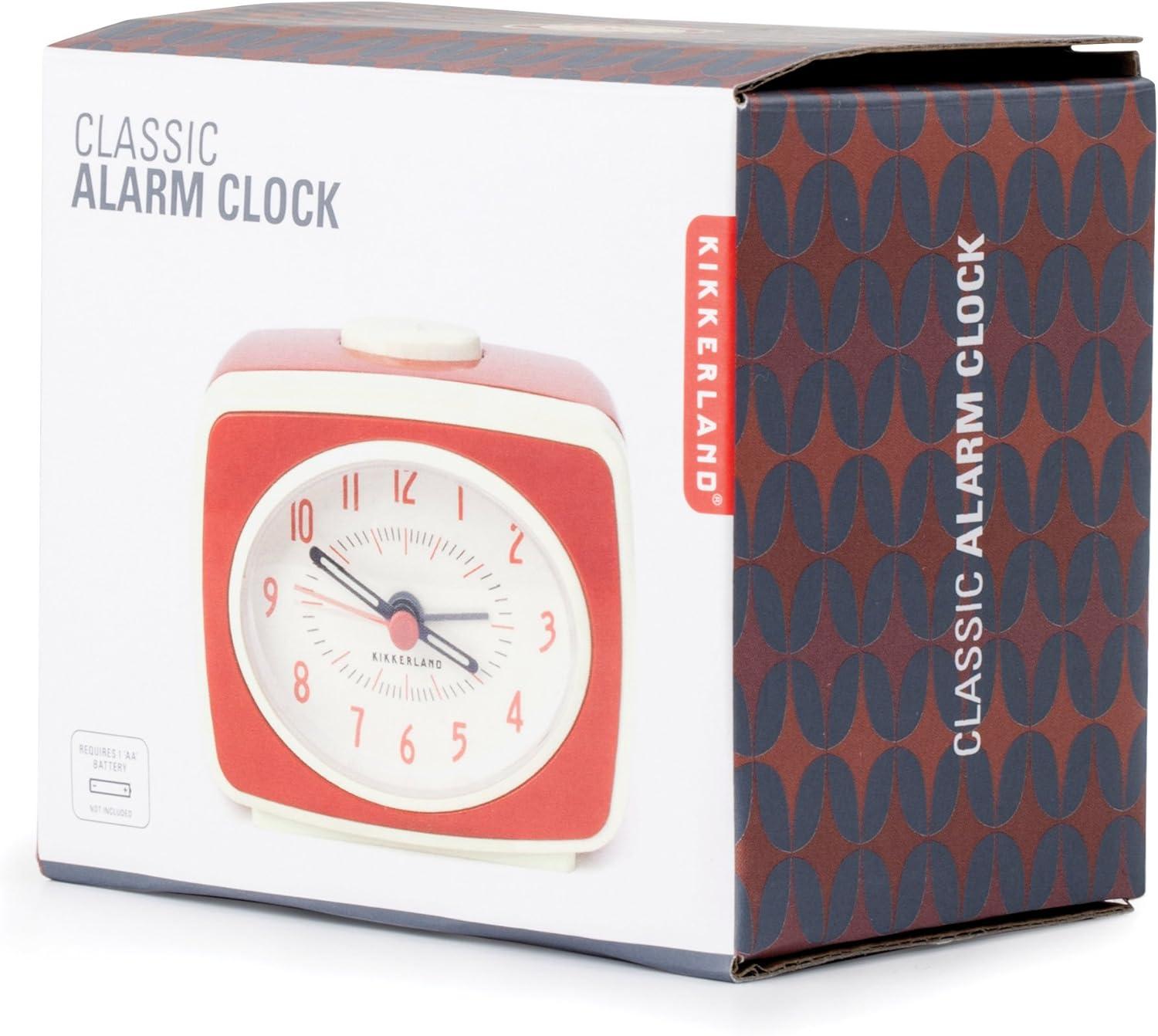 Retro Red and Cream Analog Alarm Clock with Glow Hands