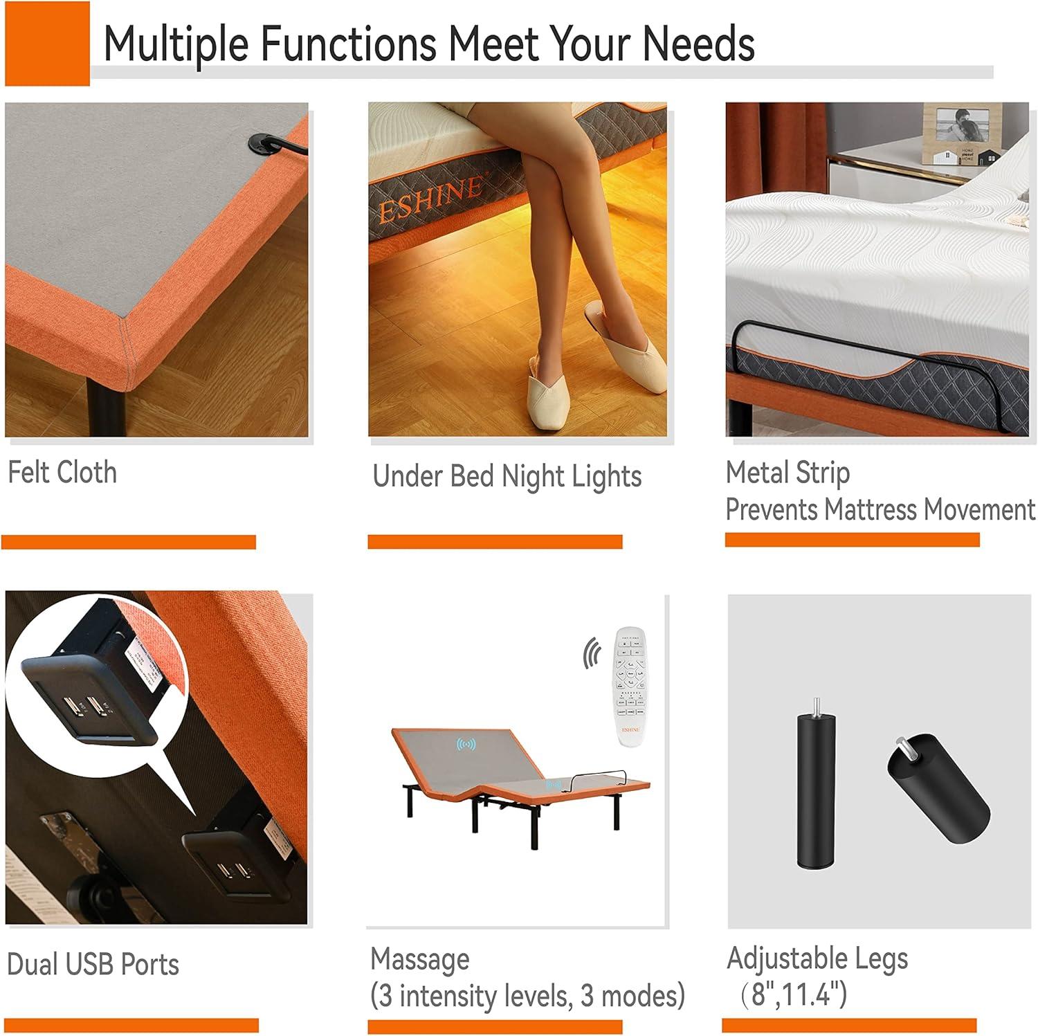 Zero Gravity Adjustable Bed with 14" Hybrid Mattress E3000 Series