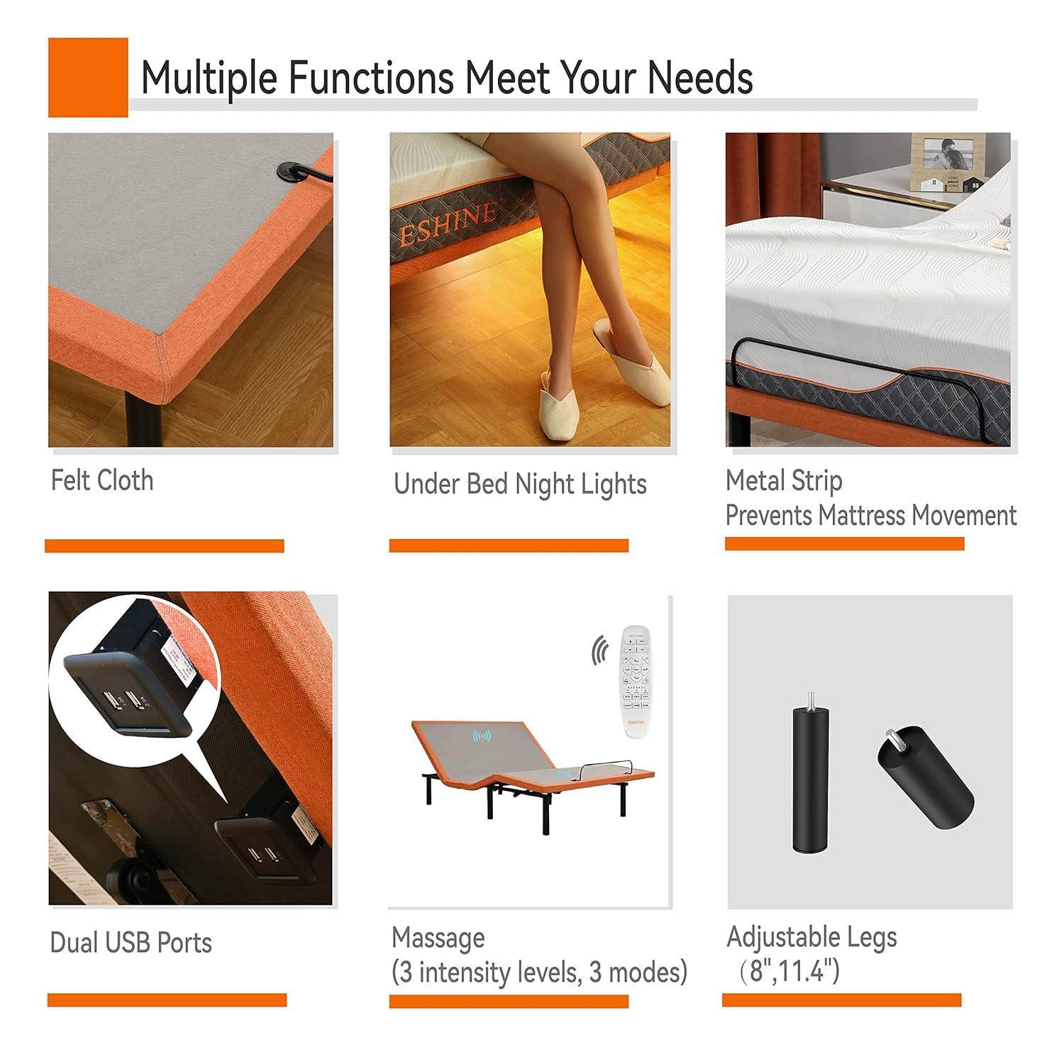 Zero Gravity Adjustable Bed with 14" Hybrid Mattress E3000 Series