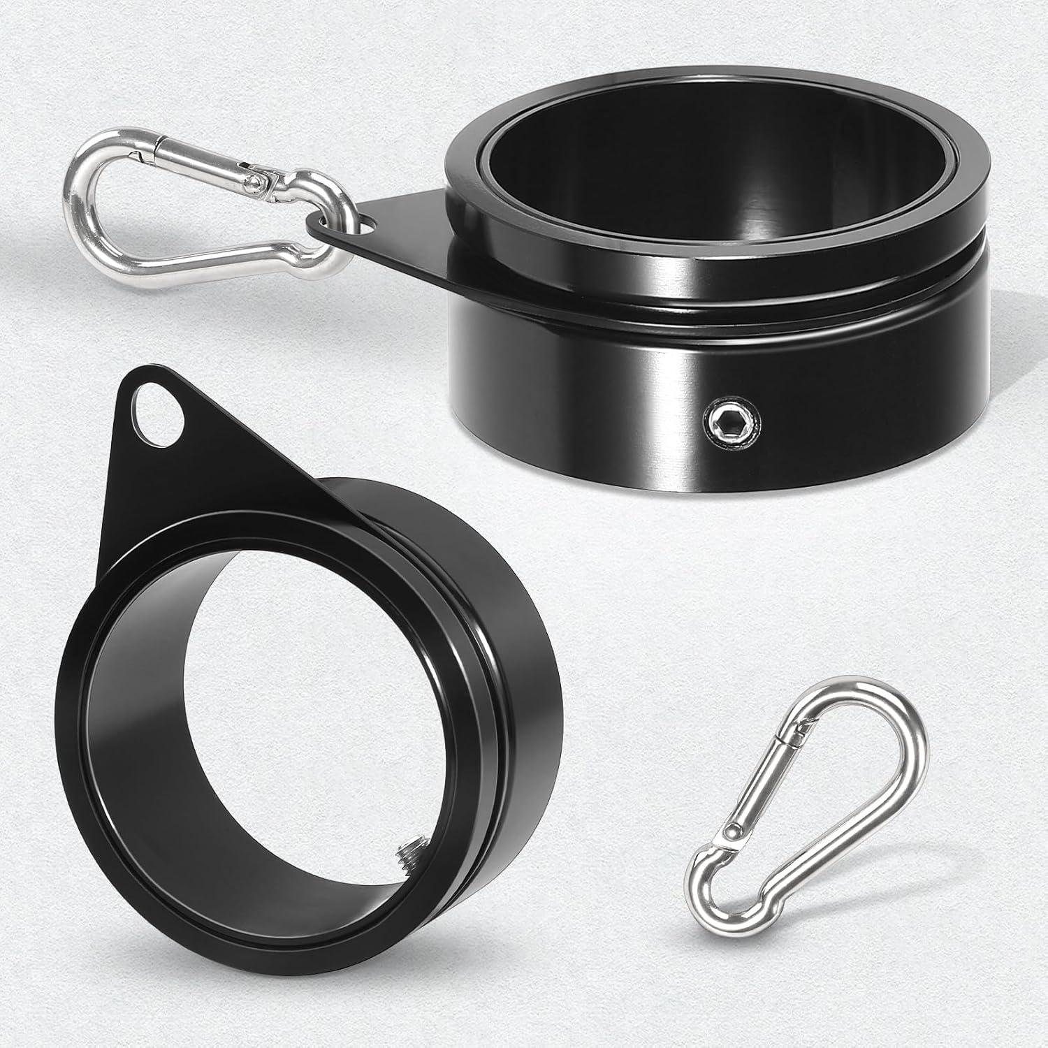 Black Aluminum 2-Inch Flagpole Rings with Carabiner, 2-Pack