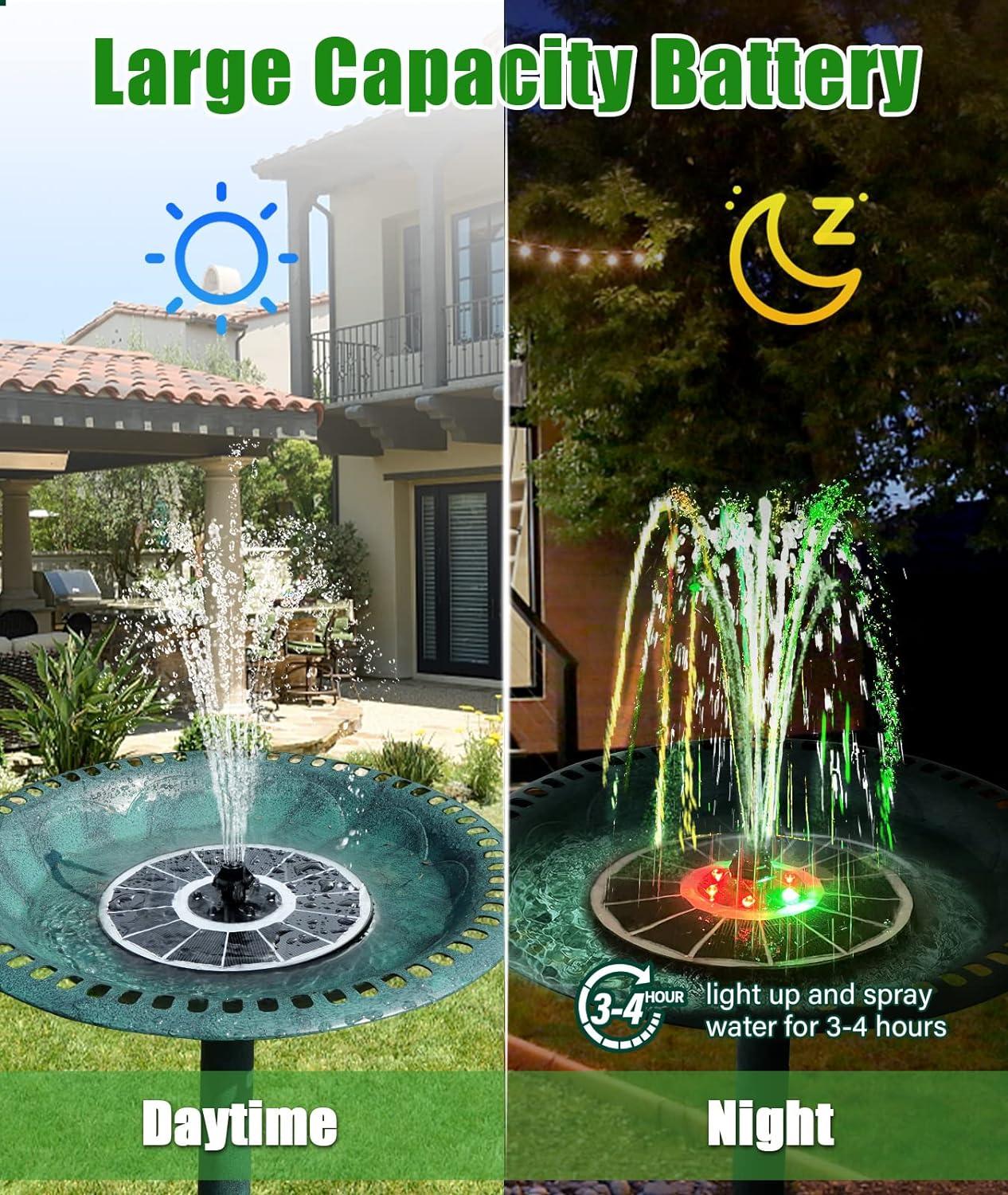 Colorful Glass Solar Powered Floating Water Fountain with LED Lights