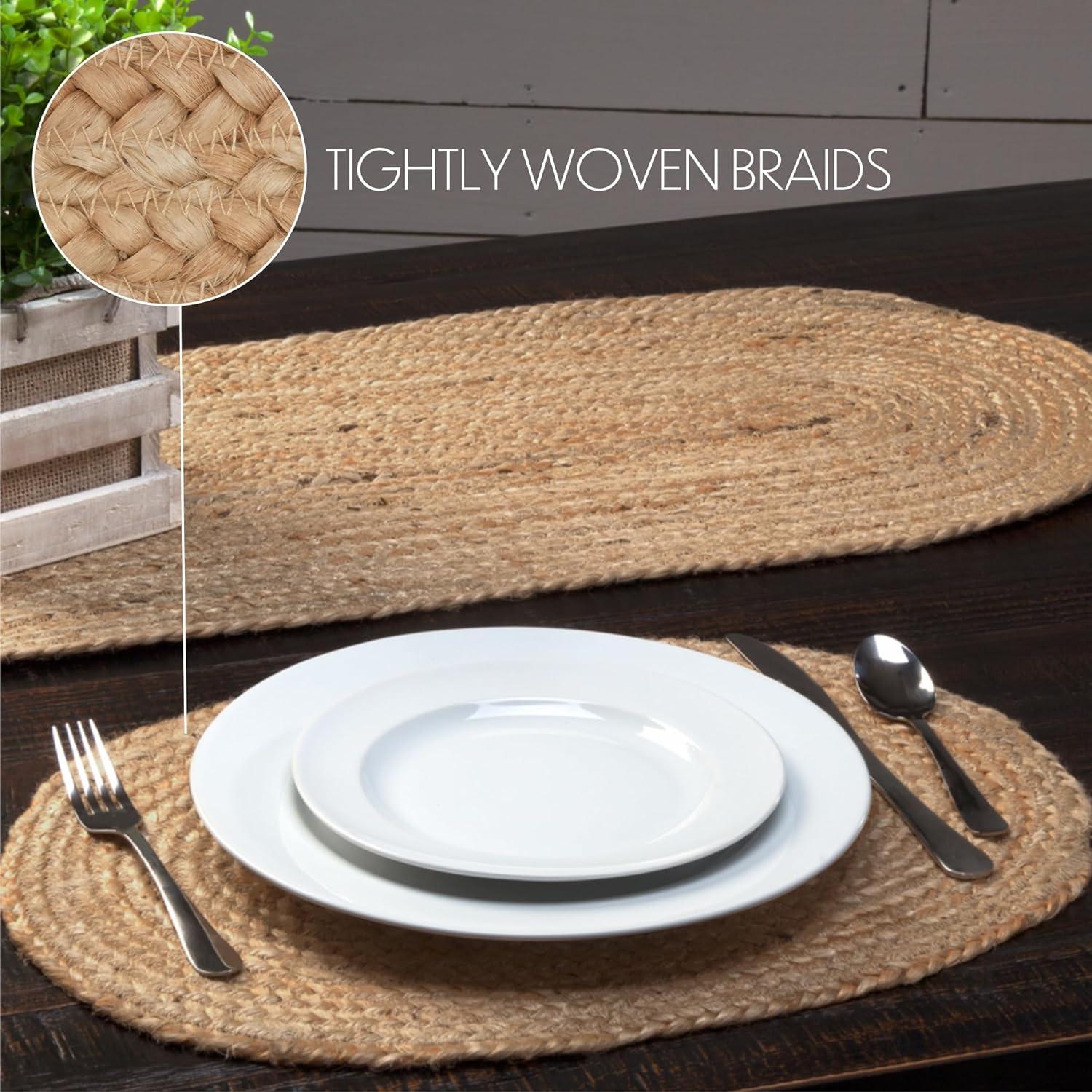 VHC Brands Natural Jute Kitchen and Dining Table Placemats, Beige, Set of 6