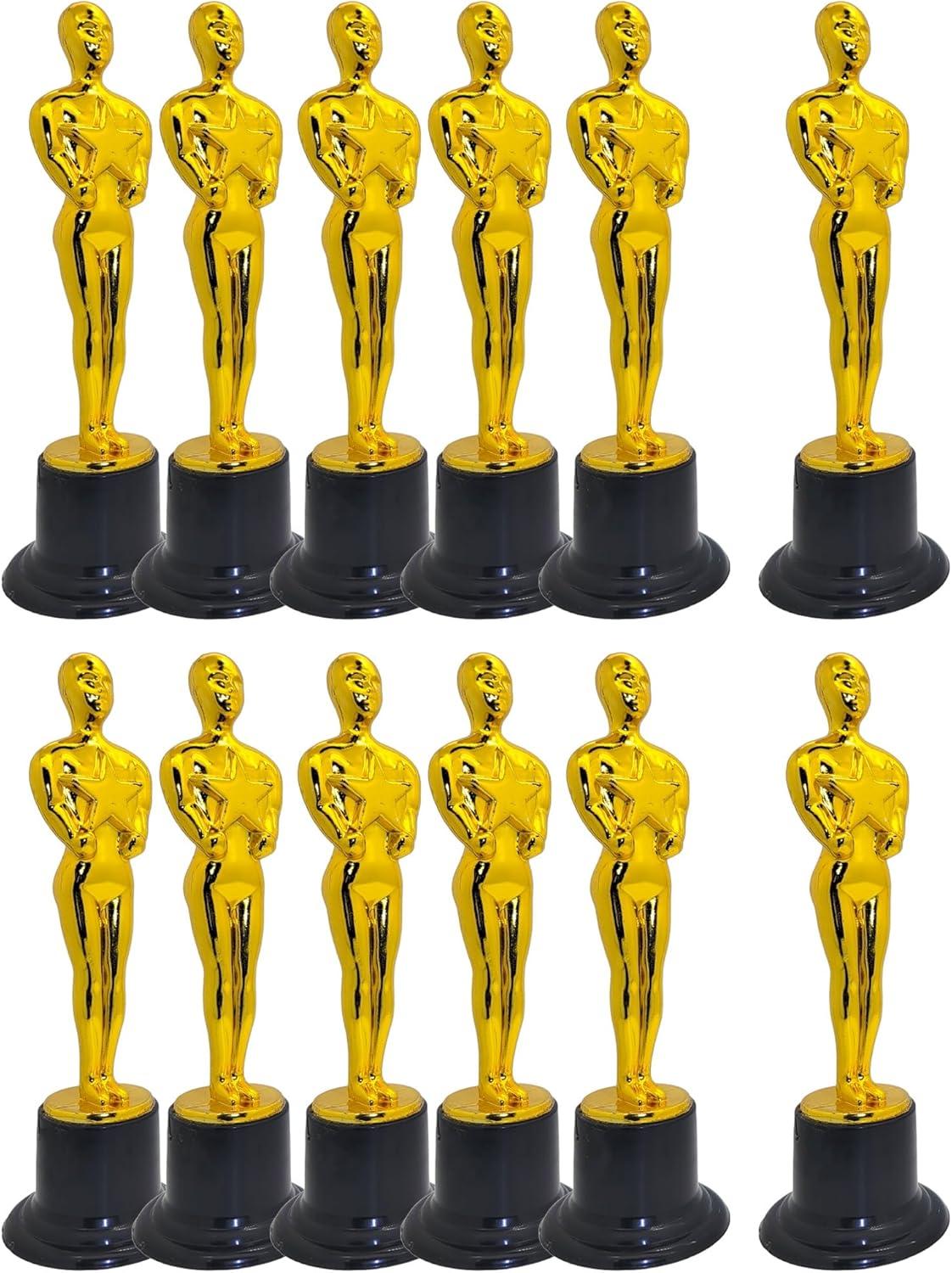 WINKIO Gold Award Trophies，Gold Award Statues, Pack of 6 Mini Trophies, Plastic Trophy Award for Competition,Events, Sports, Party Decorations,Award Ceremony and Appreciation Gift