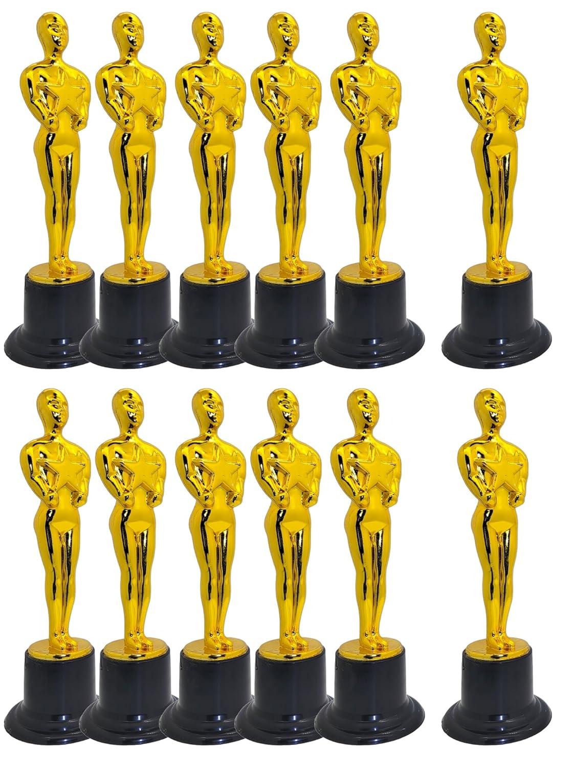WINKIO Gold Award Trophies，Gold Award Statues, Pack of 6 Mini Trophies, Plastic Trophy Award for Competition,Events, Sports, Party Decorations,Award Ceremony and Appreciation Gift