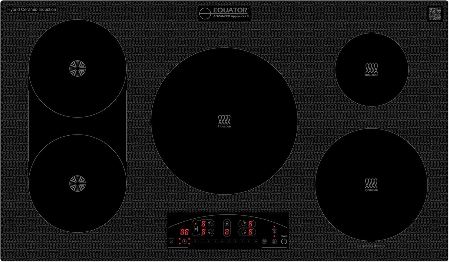 Equator Black Ceramic-Induction 36" 5 Burner Cooktop with Touch Control