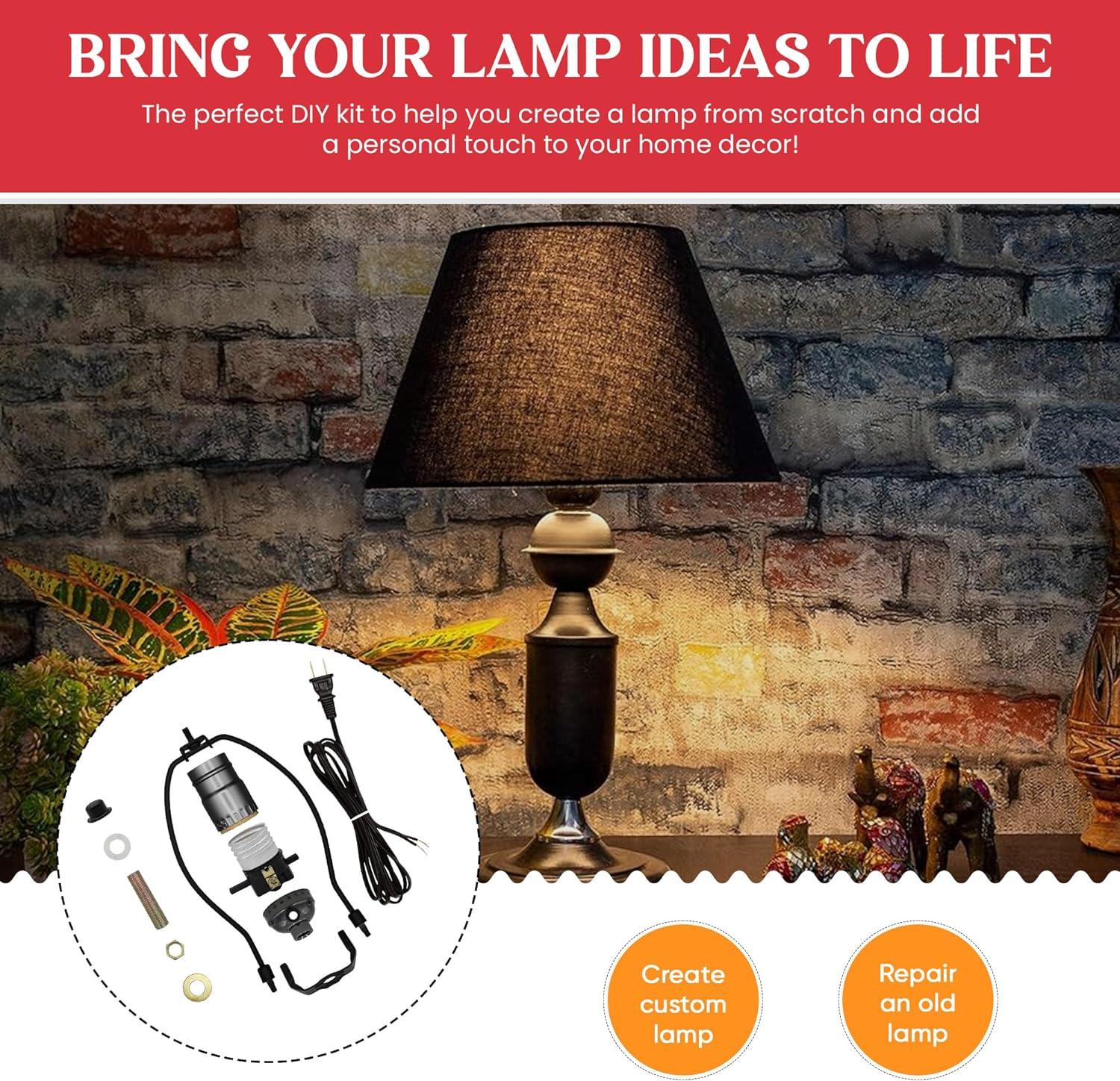 Creative Hobbies ML93HK Black Finish Make-A-Lamp Kit with All Parts Needed and Instructions for DIY Lamp Design or Repair