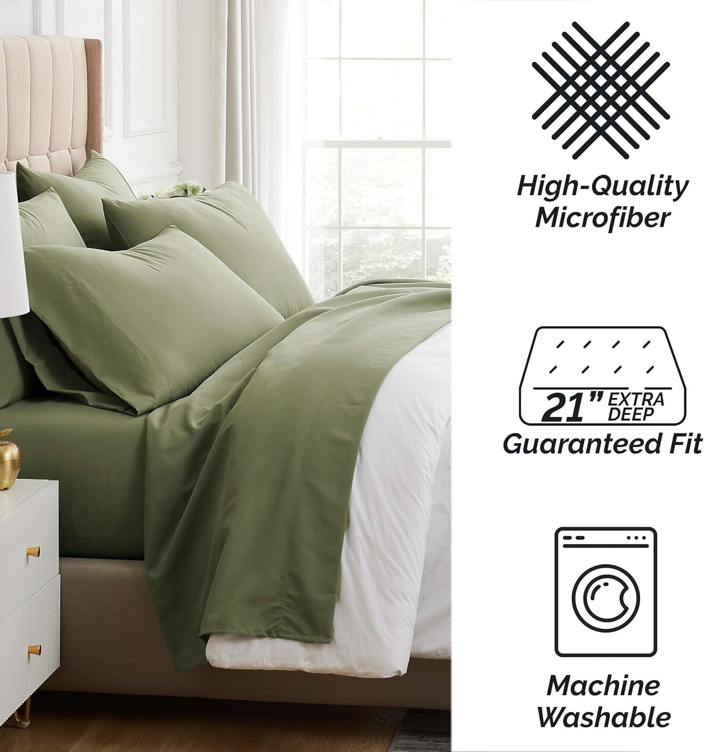 Sage Green Queen Microfiber Deep Pocket Sheet Set