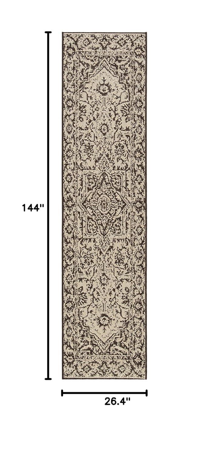 Beach House BHS139 Power Loomed Indoor/Outdoor Runner Rug - Creme/Brown - 2'2"x12' - Safavieh