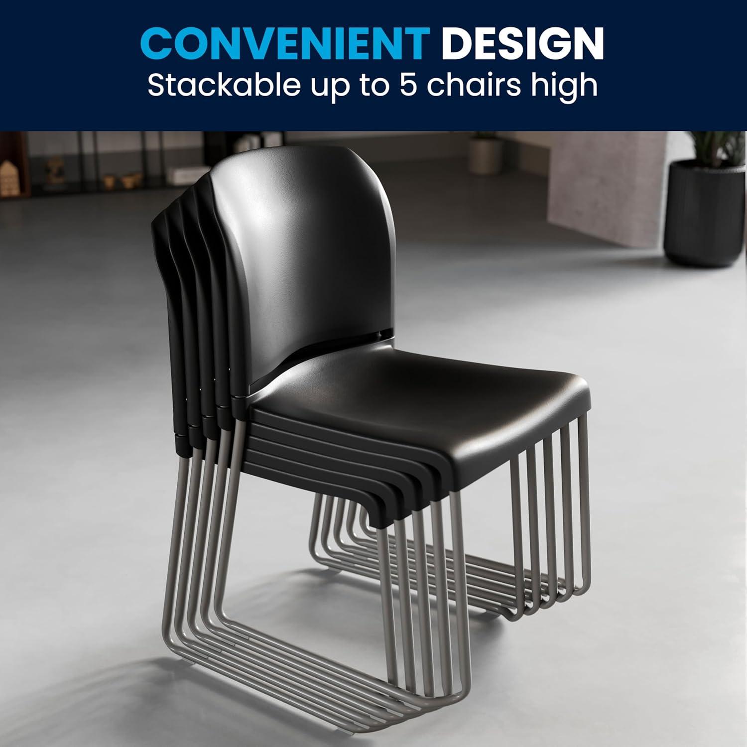 Flash Furniture Brielle Contoured Sled Base Stackable Waiting Room Chairs (Set of 5)