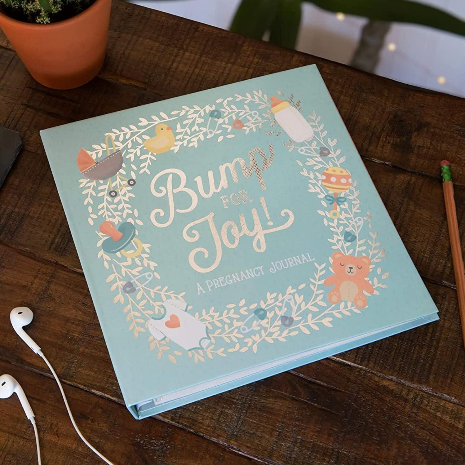 Bump for Joy Green Hardcover Pregnancy Journal with Spiral Binding