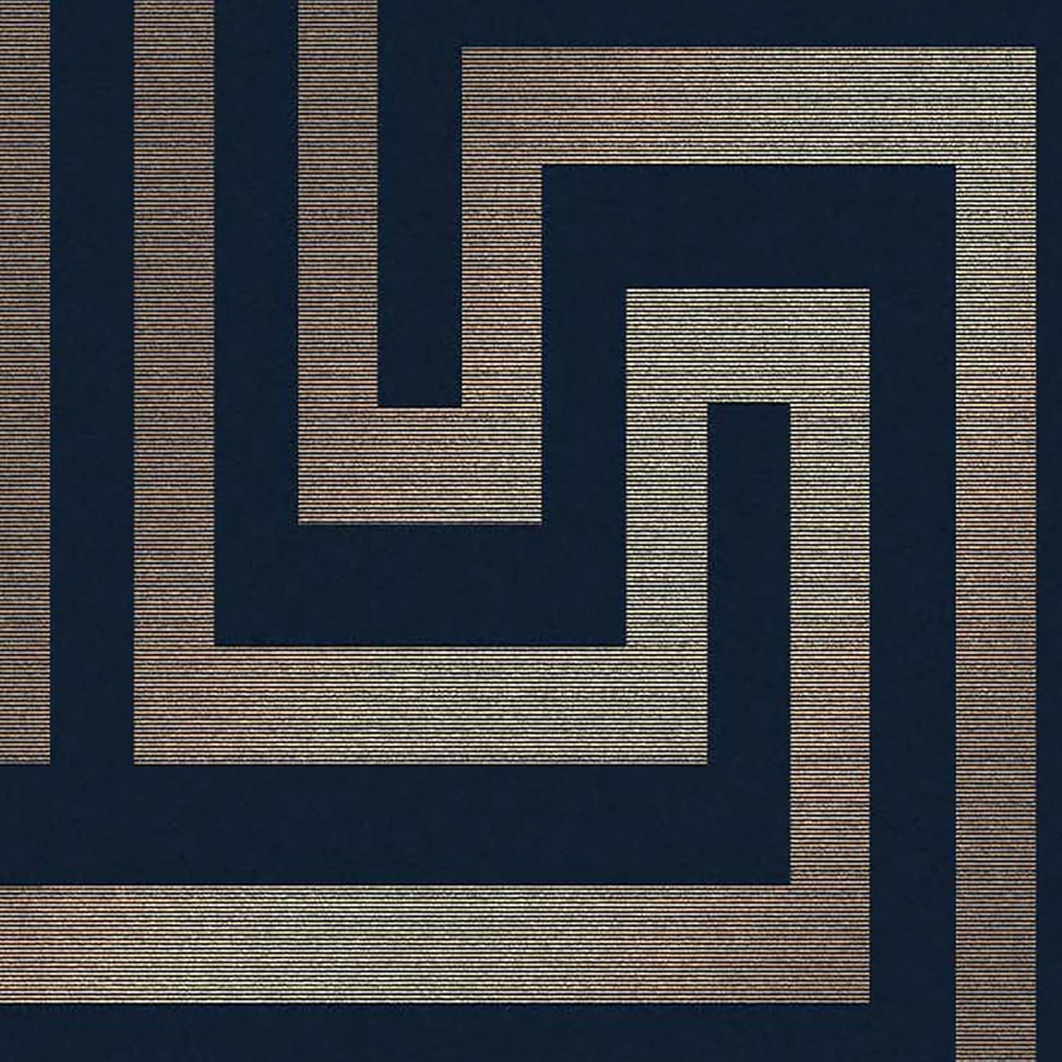 NEXT Metallic Greek Key Navy Wallpaper