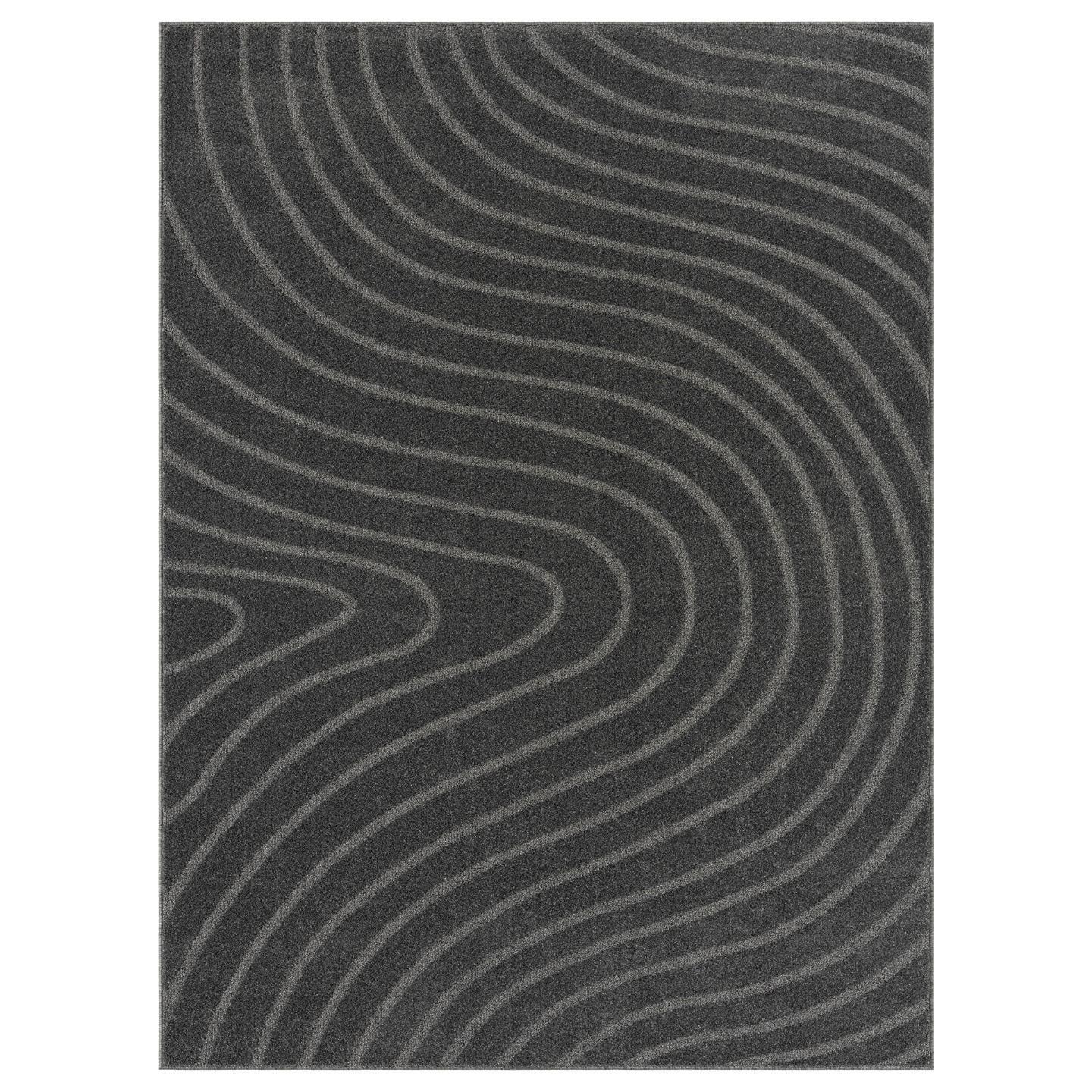 Luxe Weavers Modern Geometric Wave Anthracite 2x3 Area Rug