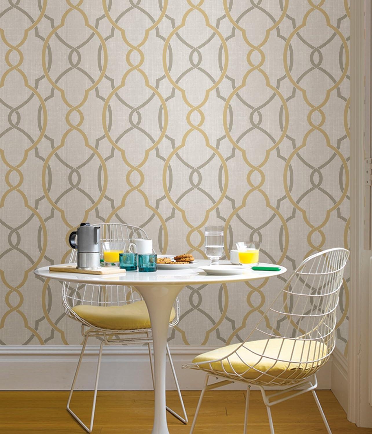 NuWallpaper Papel Tapiz de Vinilo Color Topo y Amarillo Sausalito, 216 X 20,5 Pulgadas, 30,75 Pies Cuadrados.