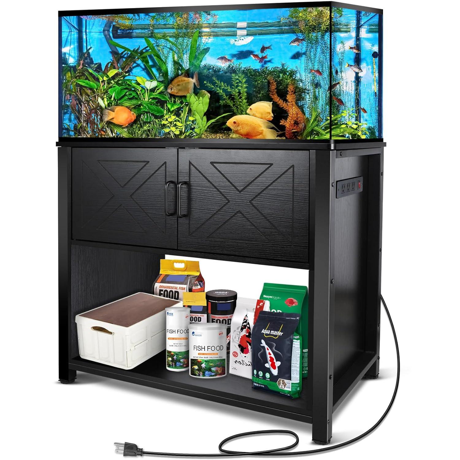 Tucker Murphy Pet™ Fish Tank Stand - 55-75 Gallon Wooden Aquarium Stand With Storage Cabinet For Fish Tank Accessories - 770 LBS Capacity, 51"X19.6"X35"H