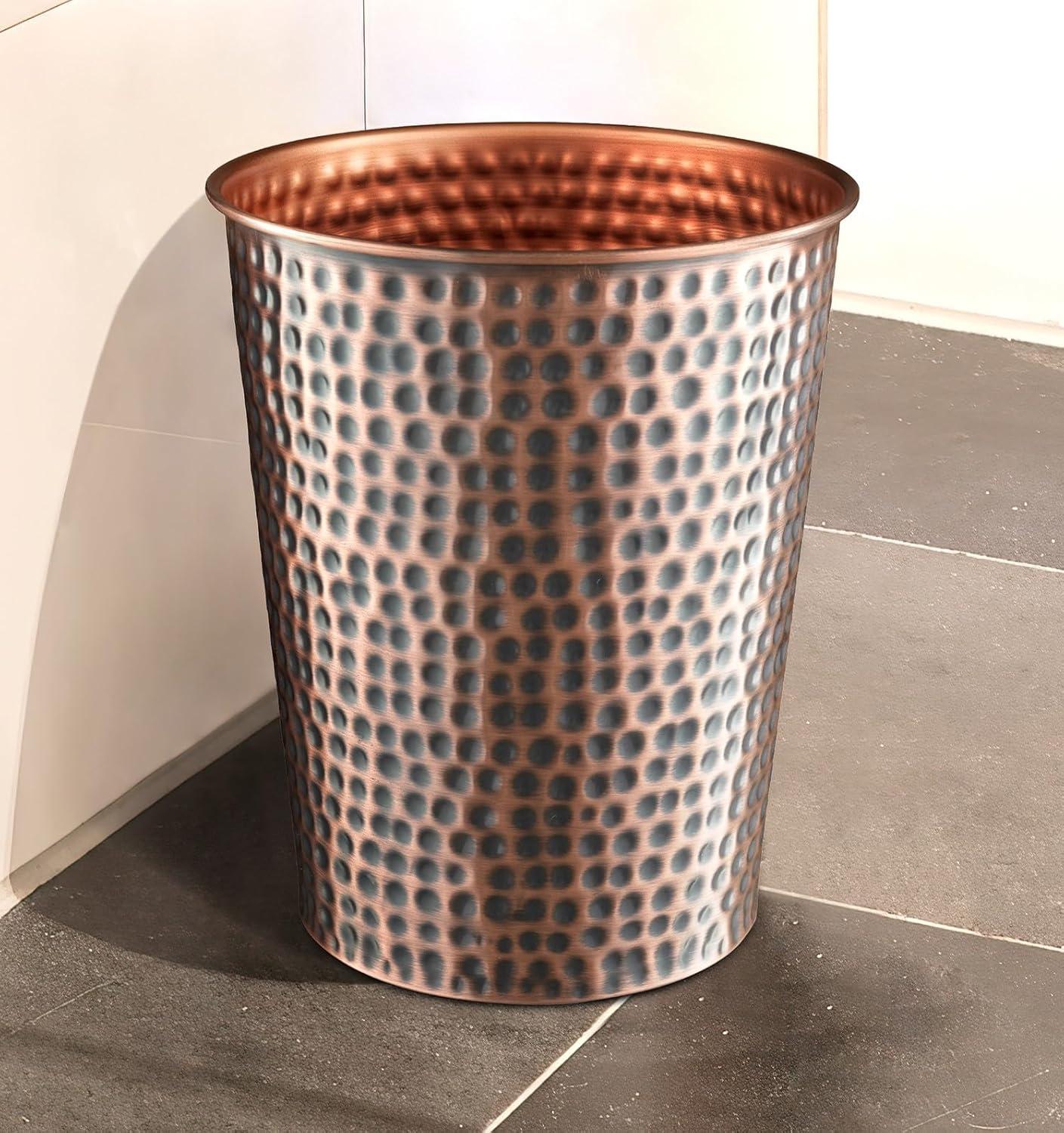 Hand Hammered Metal 1.7 Gallon Waste Basket