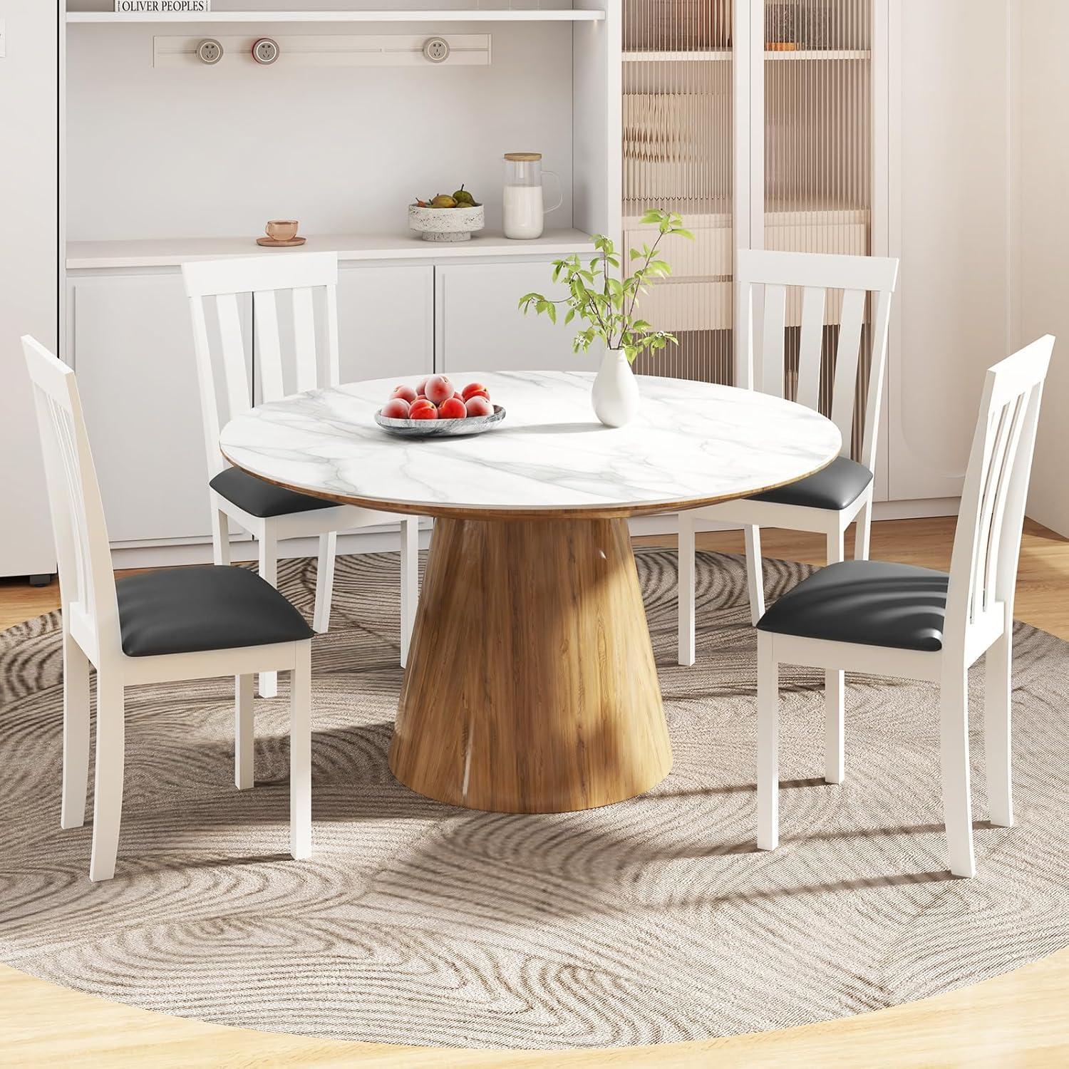 Lark Manor™ Dining Chair Set of 2 Upholstered Wooden Kitchen Chairs with Padded Seat and Rubber Wood Frame