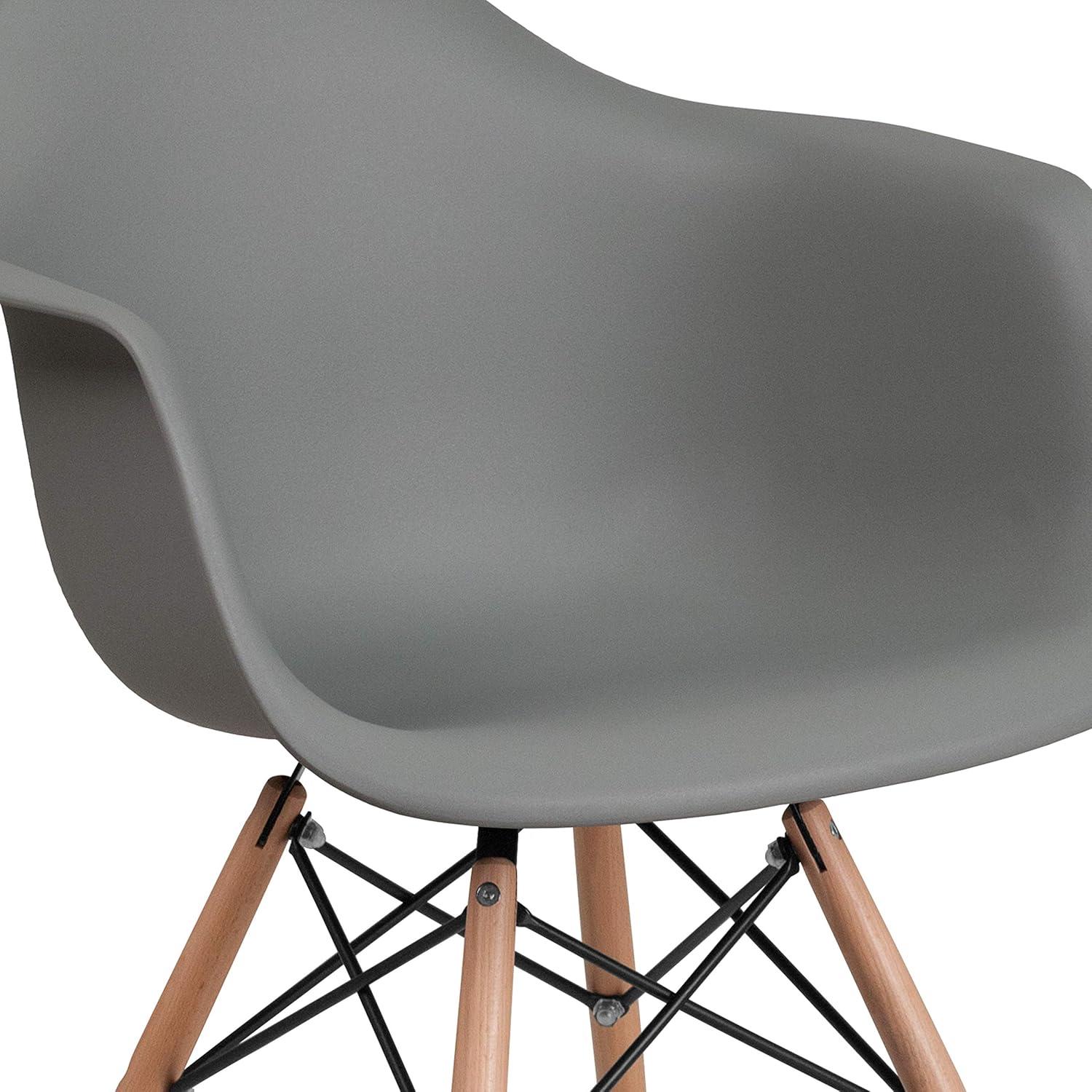 Flash Furniture Alonza Series Plastic Chair with Arms and Wooden Legs