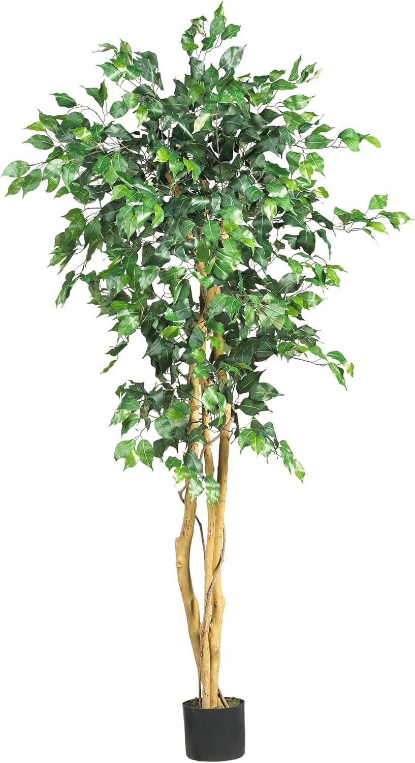 Nearly Natural 60" Artificial Ficus Tree in Pot Black: Indoor Faux Plant, No Assembly, Unlit