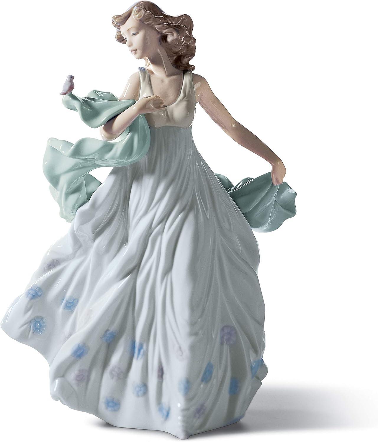 Summer Serenade Glossy Porcelain Woman Figurine