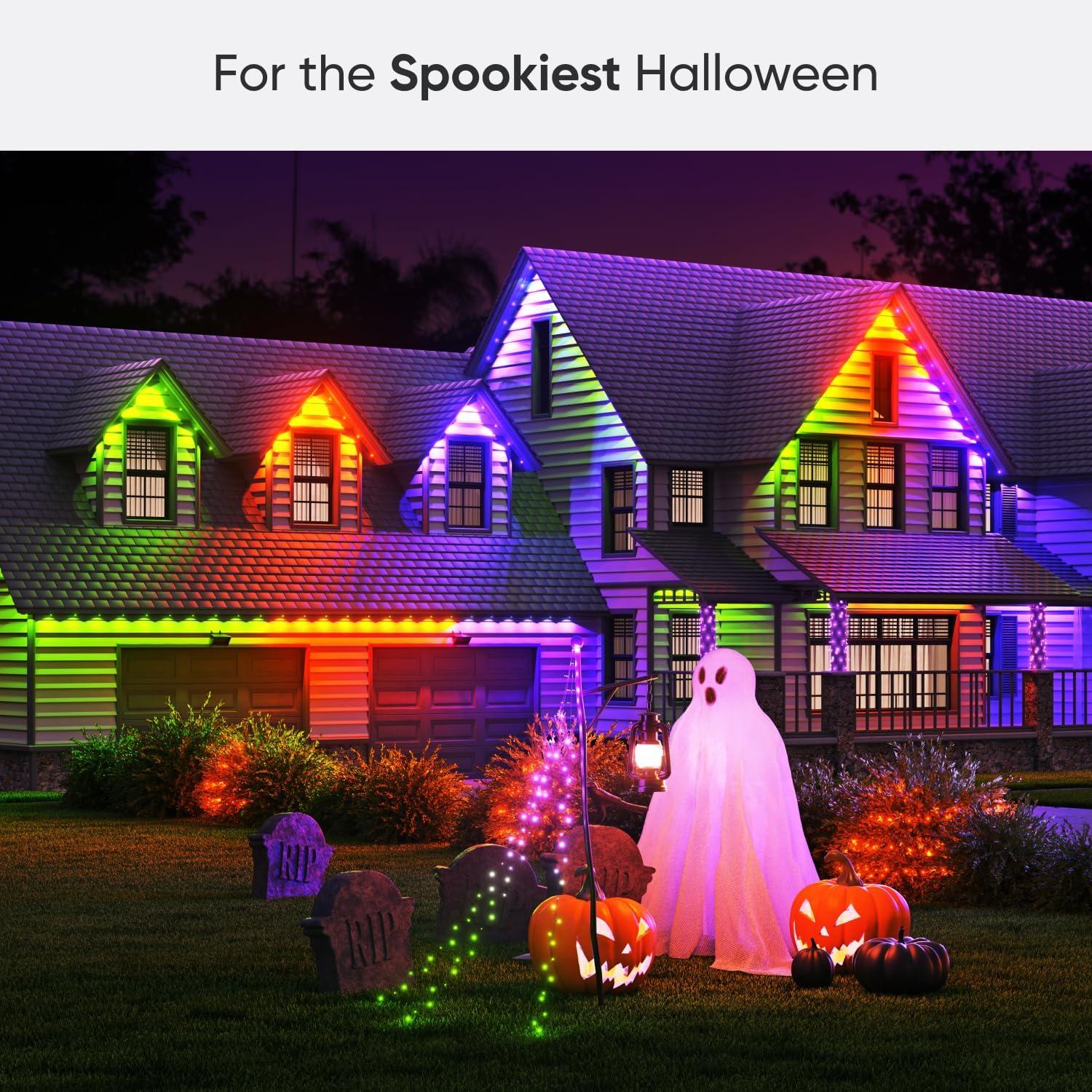 Nanoleaf Essentials Matter Smart Multicolor Permanent Outdoor Lights (49ft) – Plug-in Rgbicw LED Pucks