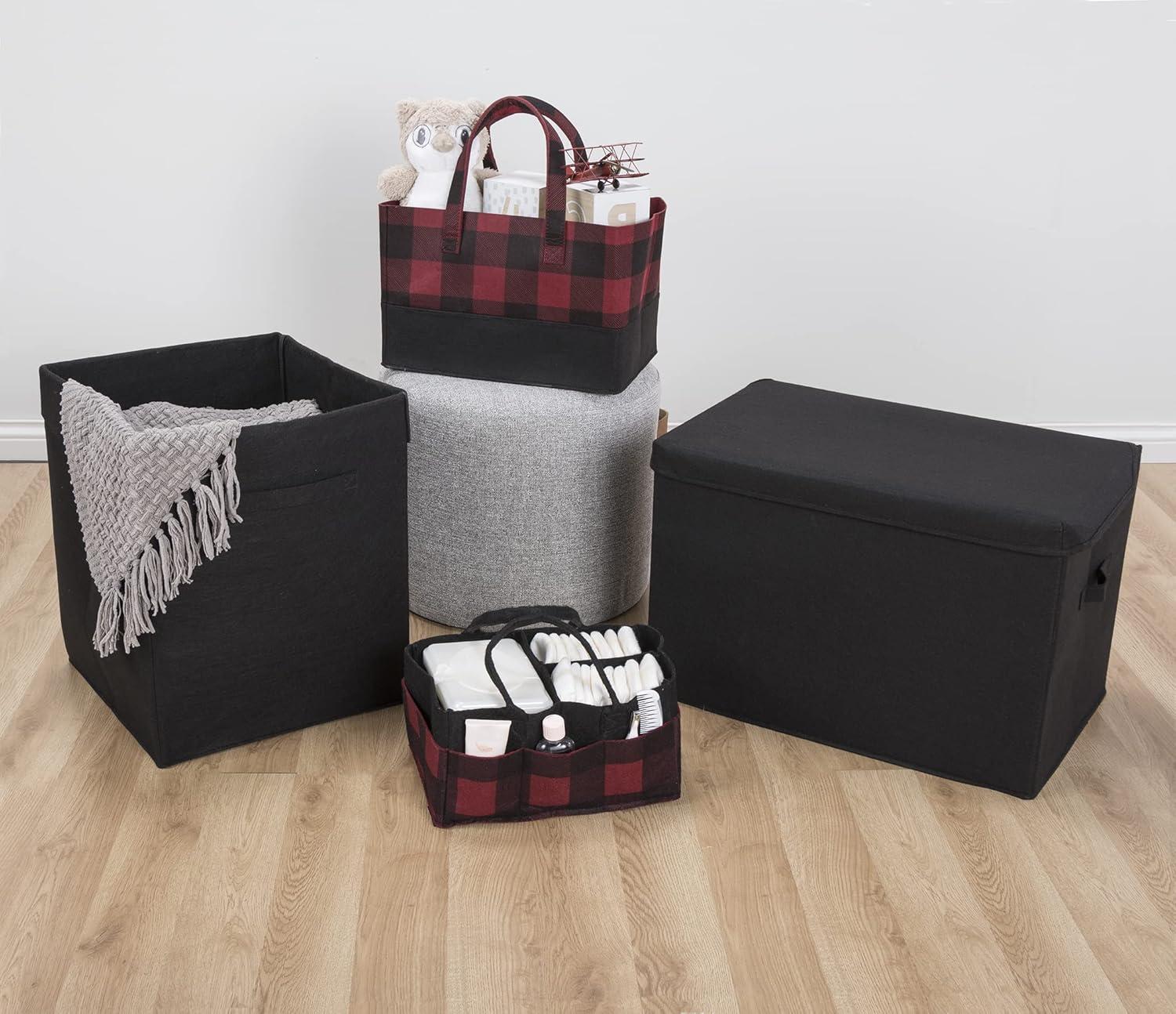 Black Felt Collapsible Toy Storage Chest with Handles