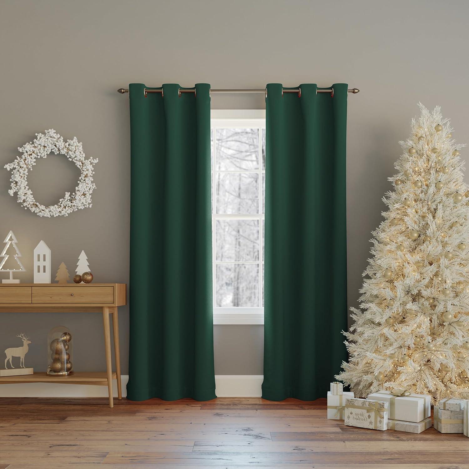 40"x95" Sun Zero Blackout Kenneth Energy Saving Grommet Curtain Panel Evergreen: Modern, Thermal Insulated, Noise Reduction