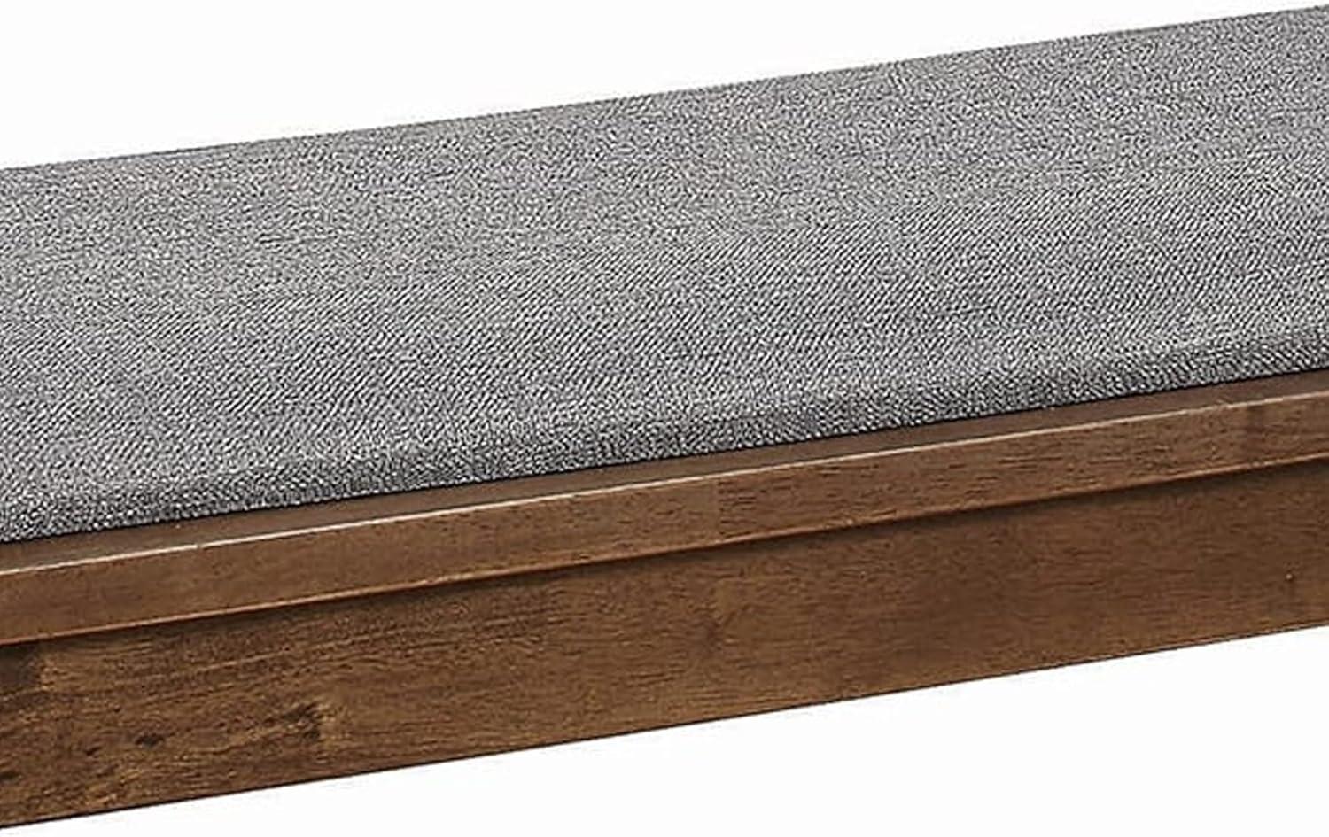 Fabric Upholstered Wooden Bench with Chamfered Legs Gray and Brown - Saltoro Sherpi