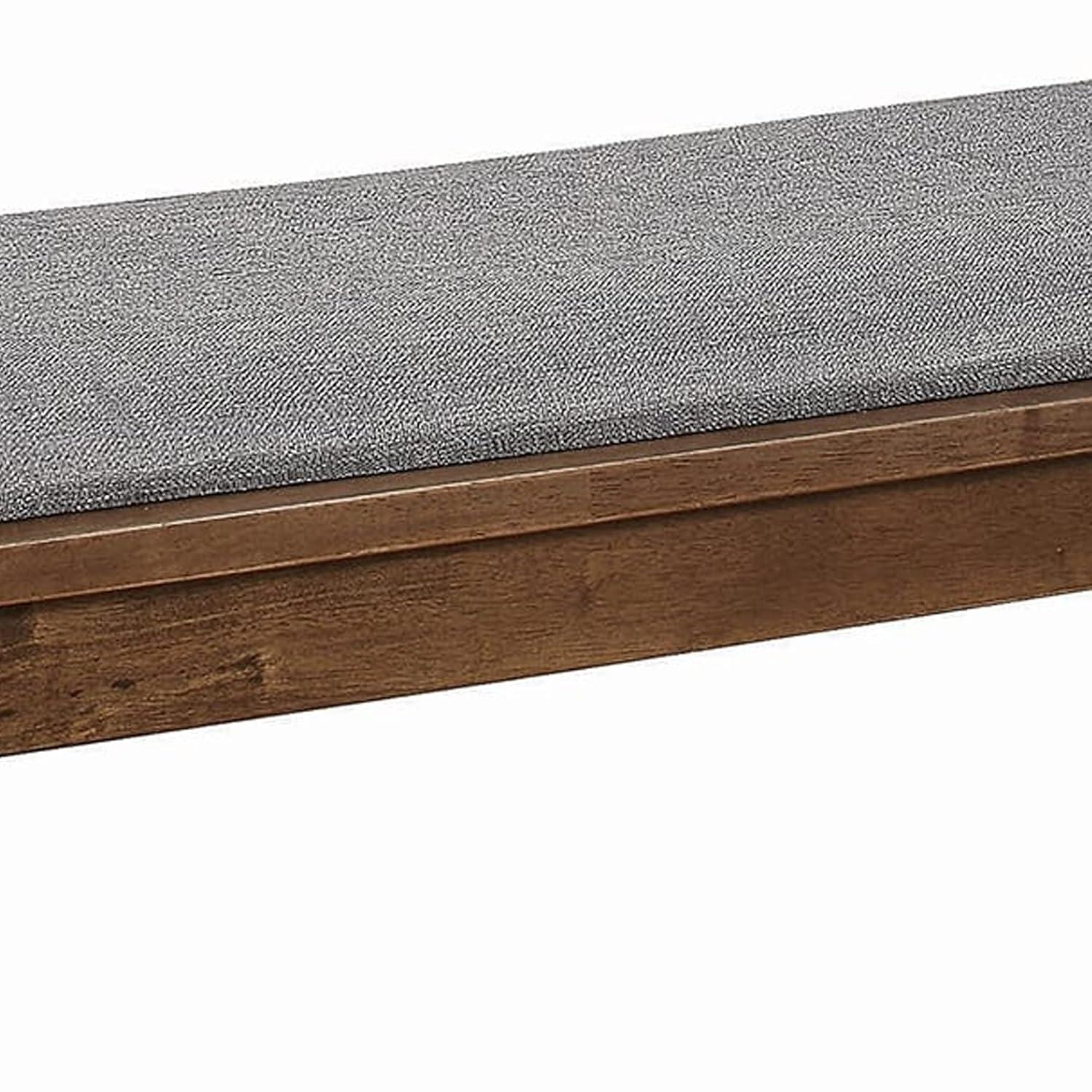 Fabric Upholstered Wooden Bench with Chamfered Legs Gray and Brown - Saltoro Sherpi