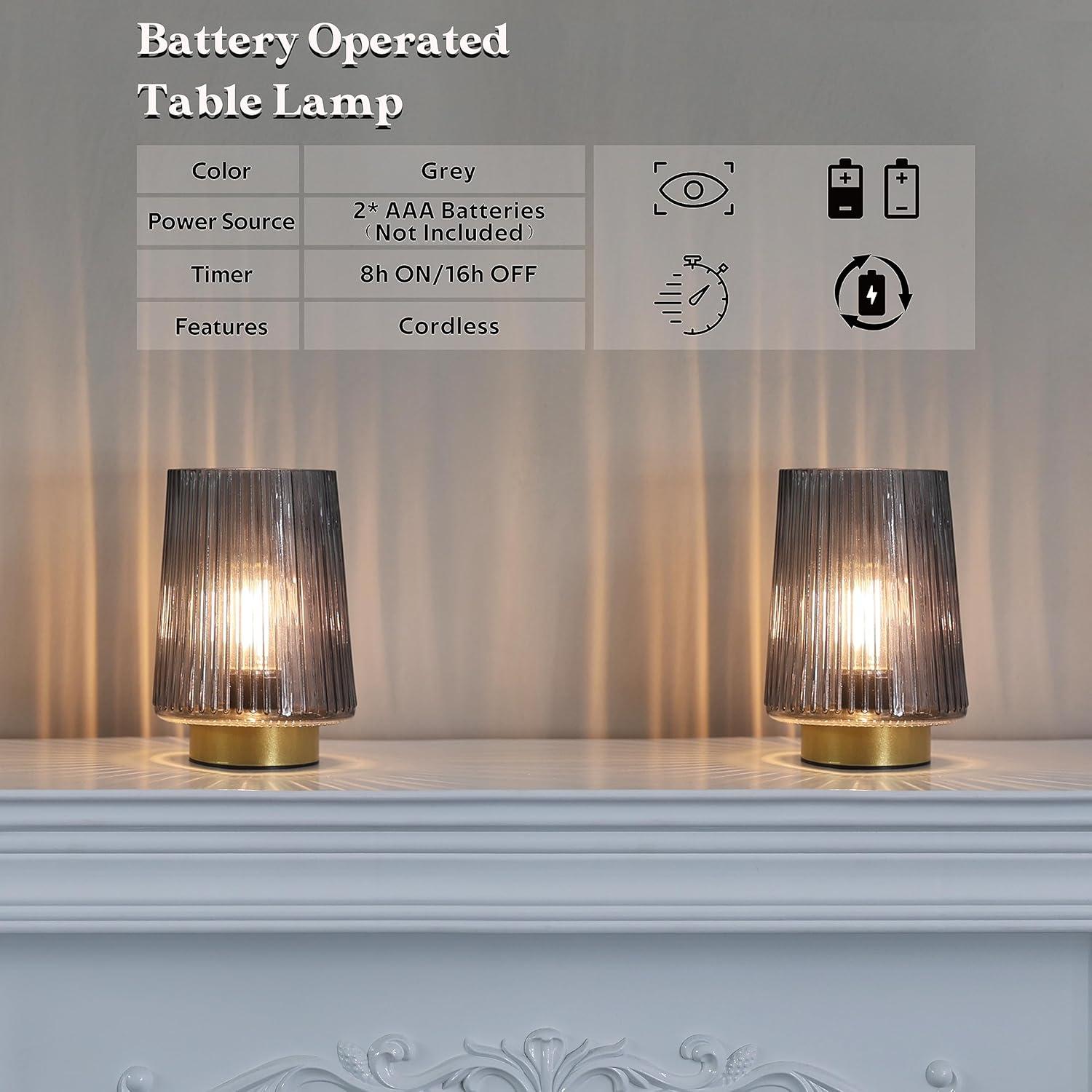 Latitude Run® Battery Operated Lamp With Timer, Table Lamps For Bedroom