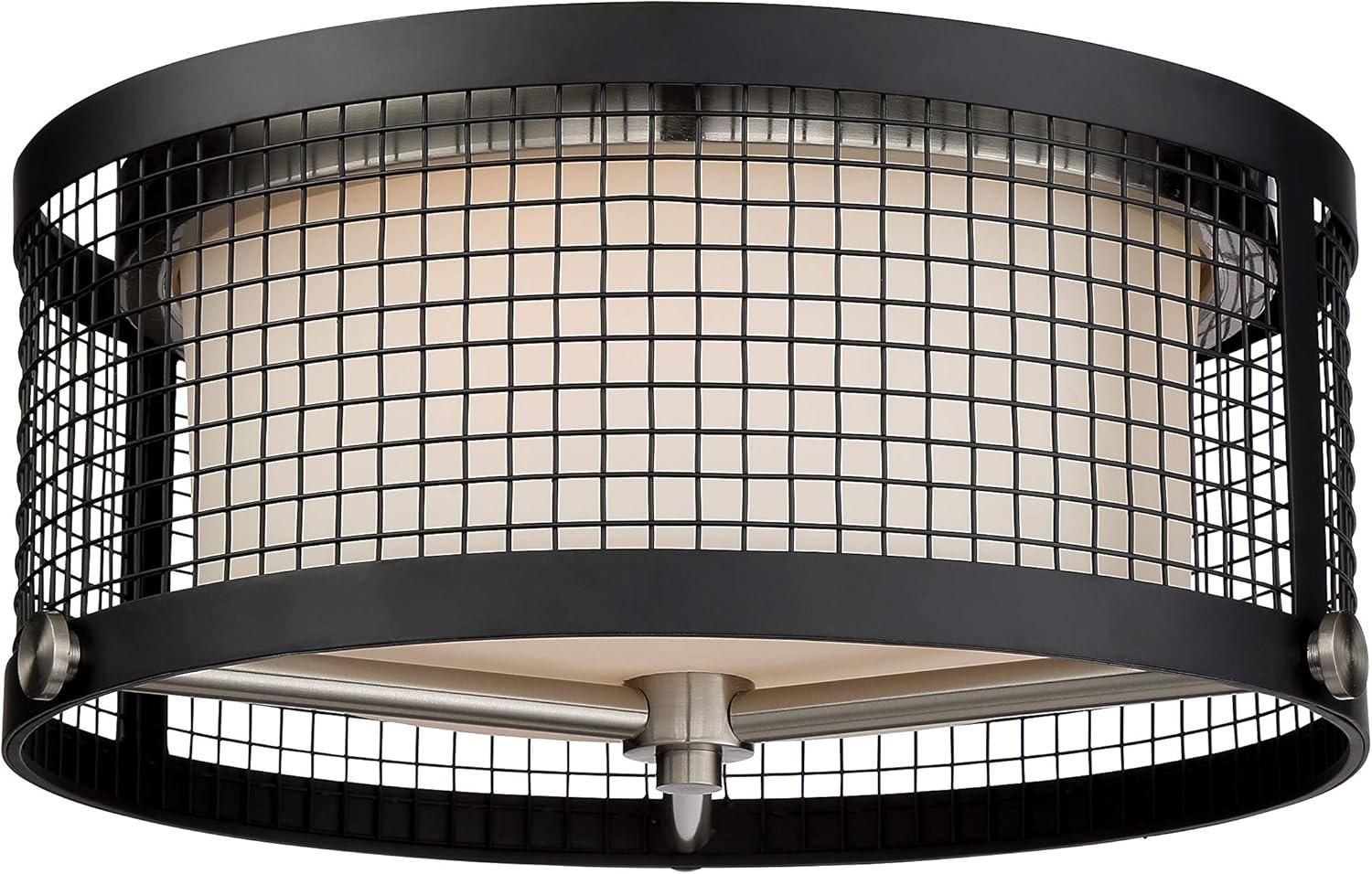 Pratt Black and Brushed Nickel 3-Light Flush Mount