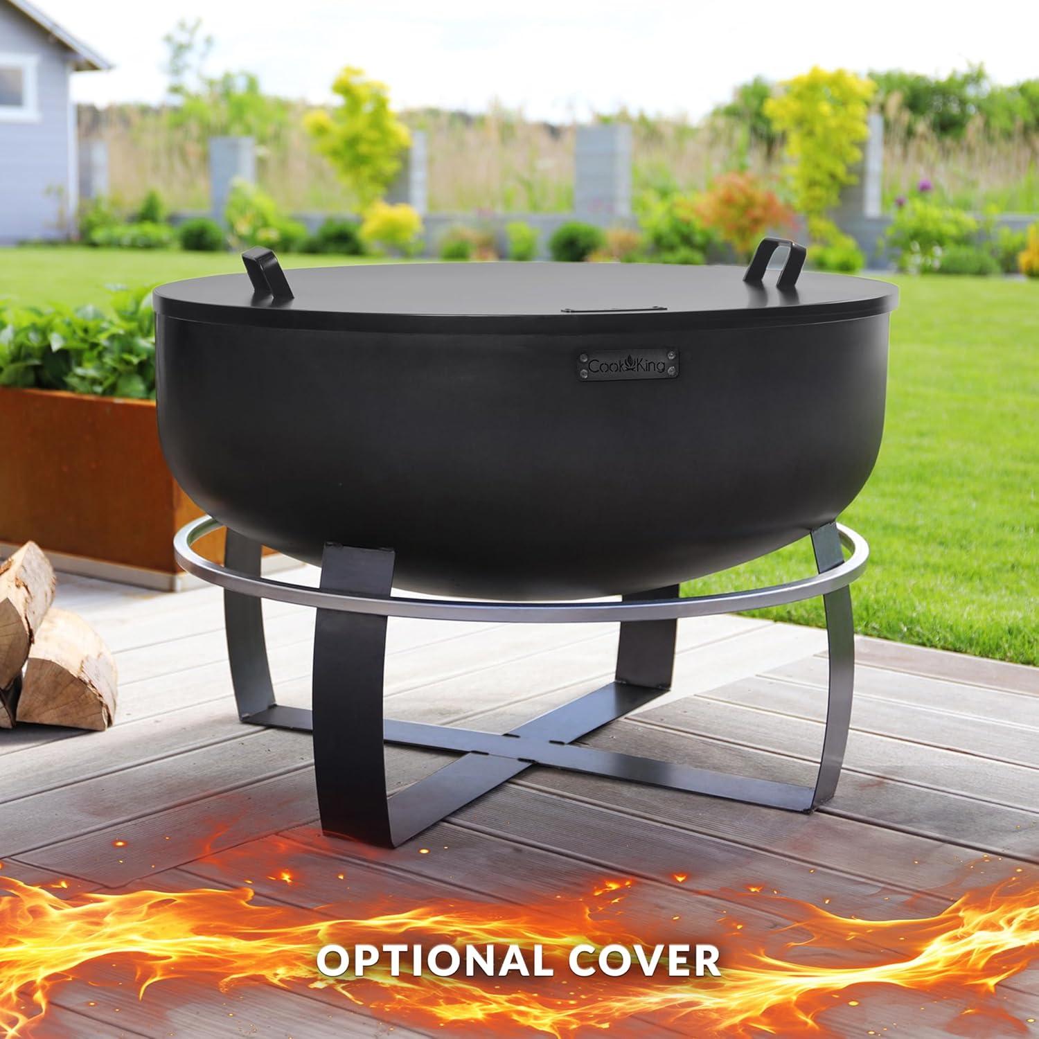 Viking 32" Black Steel Free-Standing Fire Pit with Grill Plate