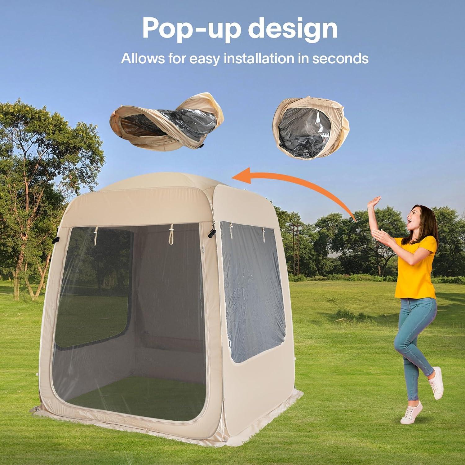 Beige 5-Person Four-Season SUV Camping Tent with Carry Bag