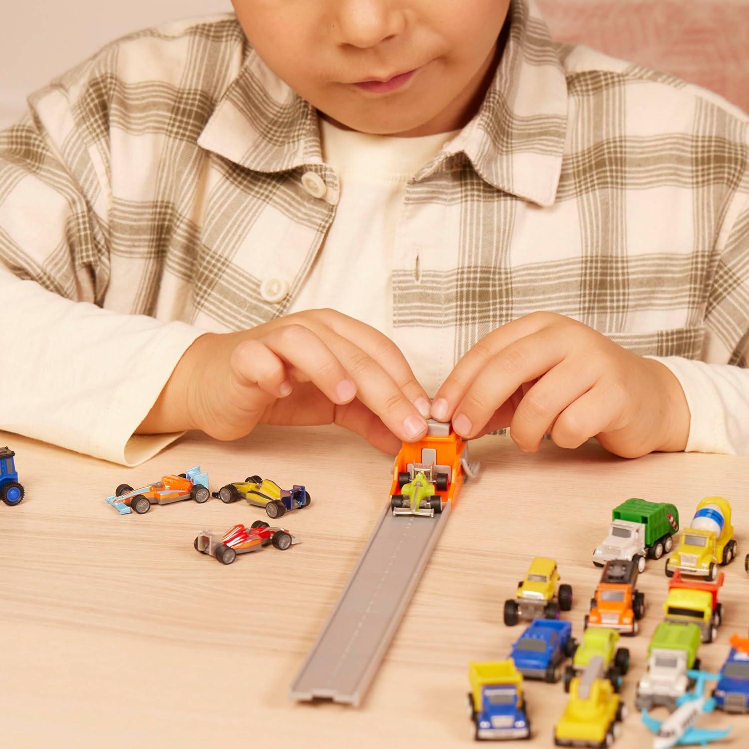 Driven by Battat – 20-Pack Pocket Fleet Mini Toy Vehicles – Includes Camper Van, Cement Mixer, Monster Truck, Race Car & More – Durable Car Playset for Kids Ages 3+