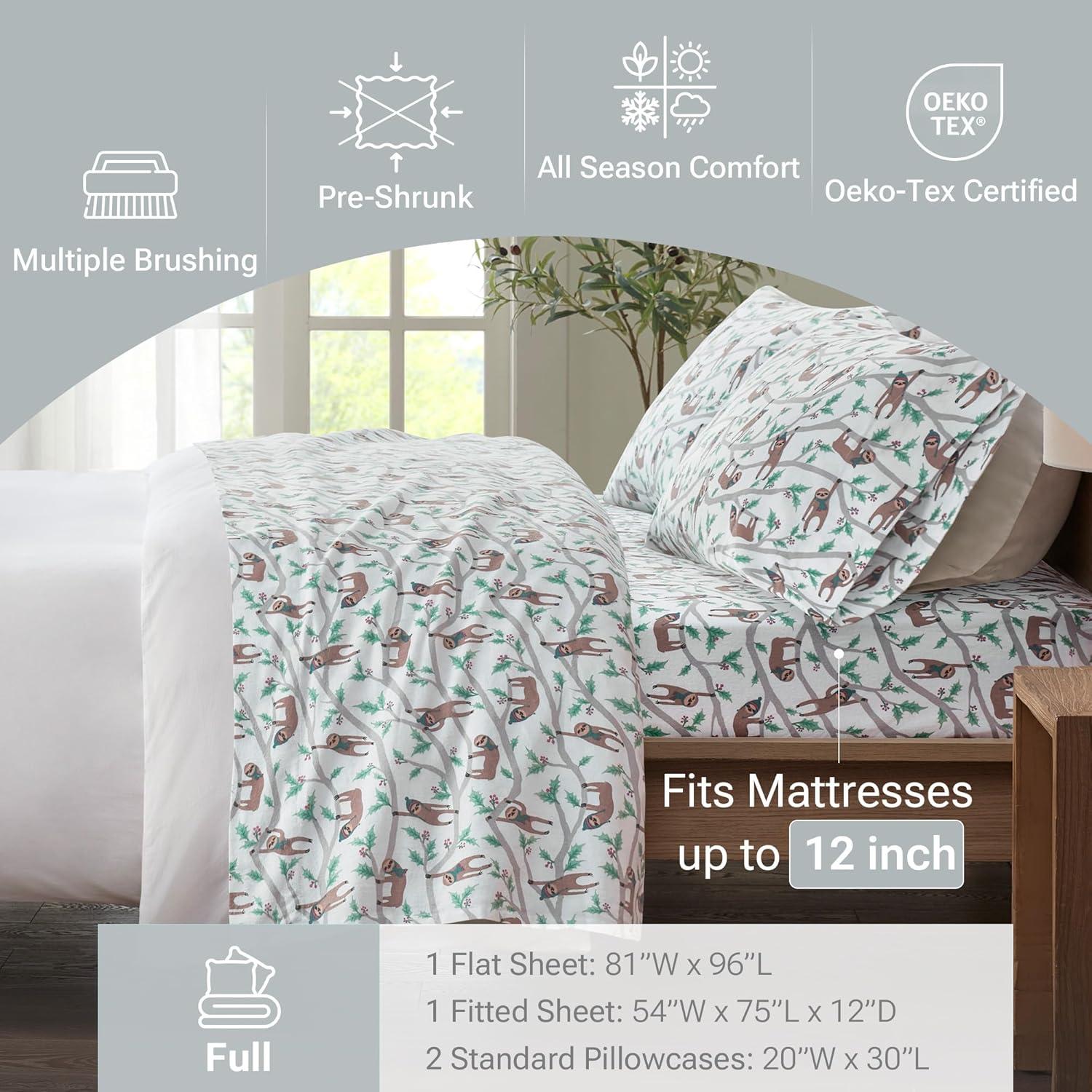 Full Cozy Flannel Sheet Set Multi Sloth