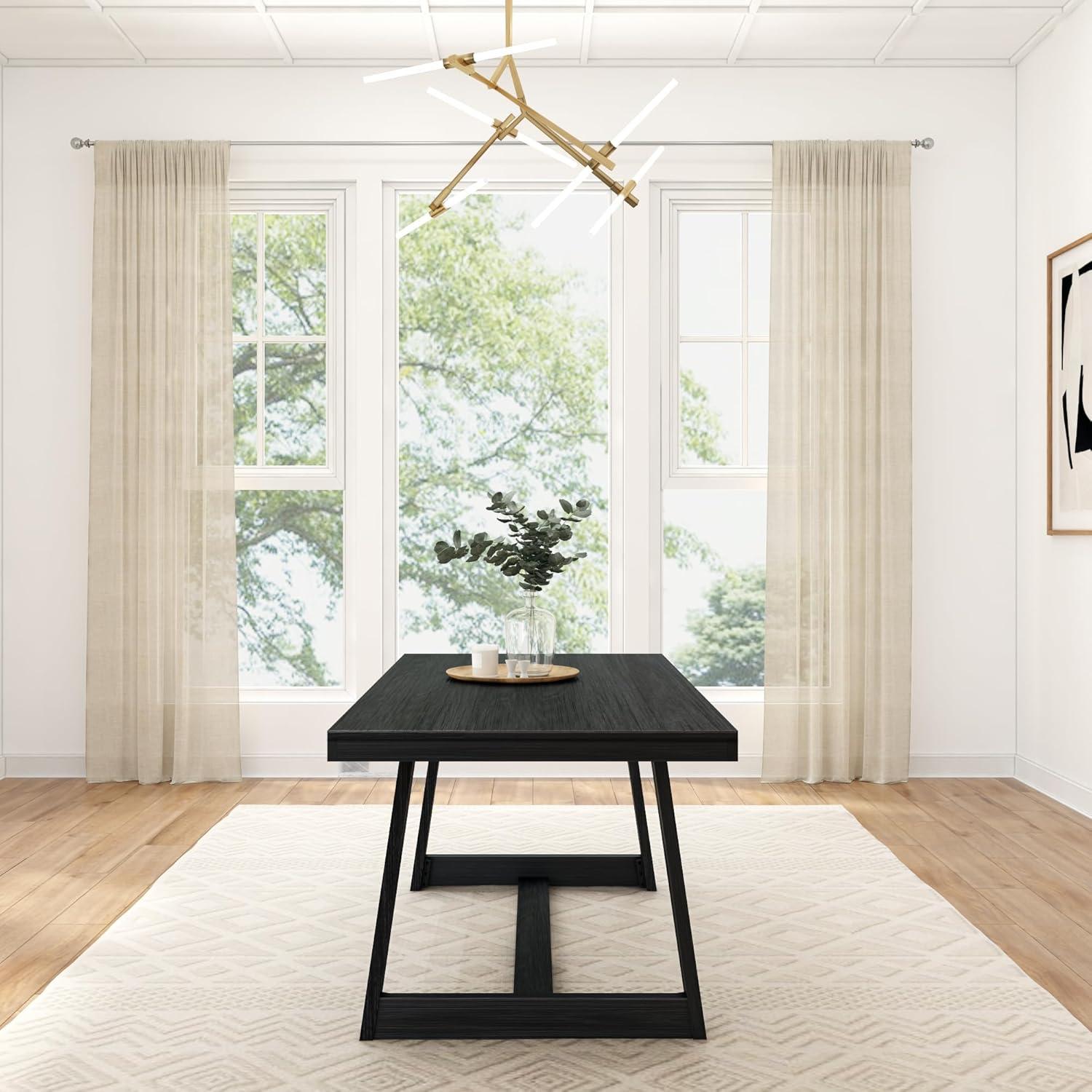 Plank+Beam Farmhouse 72" Dining Table, Solid Wood Rectangular Kitchen Table for 6 People