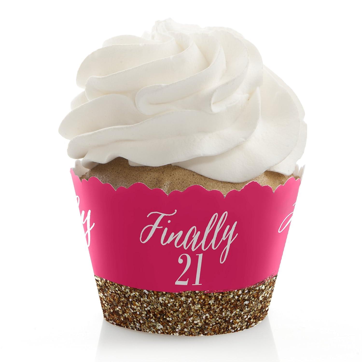 Big Dot of Happiness Finally 21 Girl - 21st Birthday Party Decorations - Party Cupcake Wrappers - Set of 12
