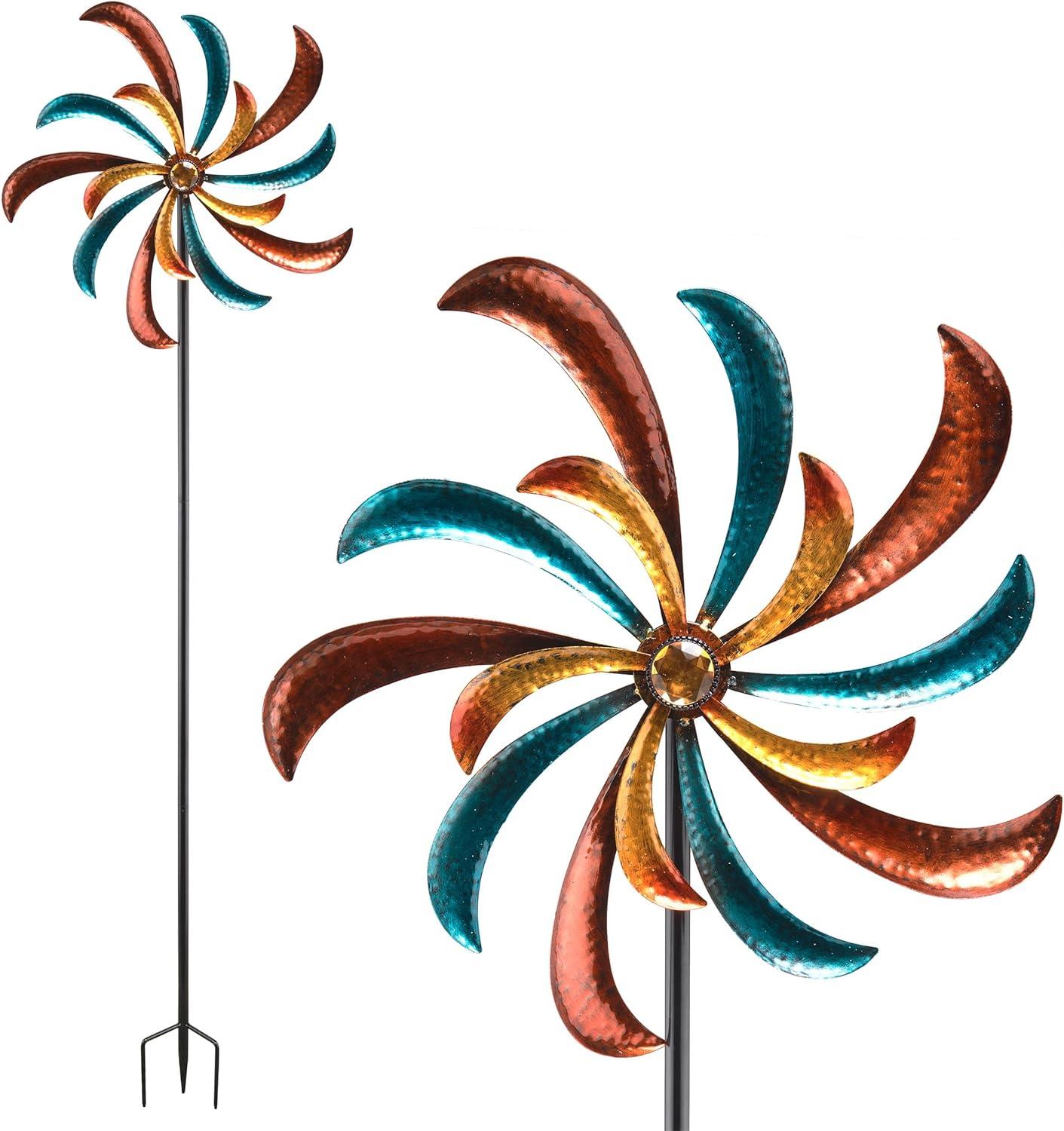 63" Multicolor Metal Windmill Garden Stake Spinner