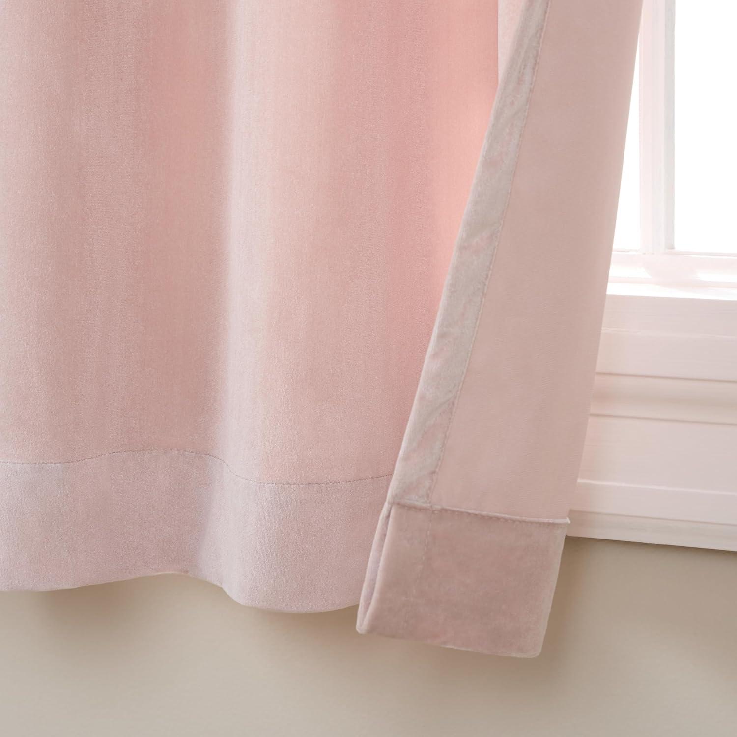 Set of 2 (96"x54") Velvet Heavyweight Pinch Pleat Top Curtain Panel Blush - Exclusive Home: Mid-Century Modern, Light Filtering