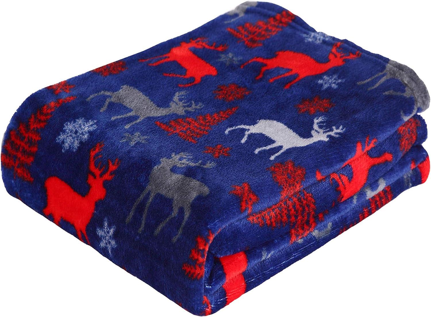 Elegant Comfort 50 x 60 Blanket Gift Christmas Throw, (Moose)