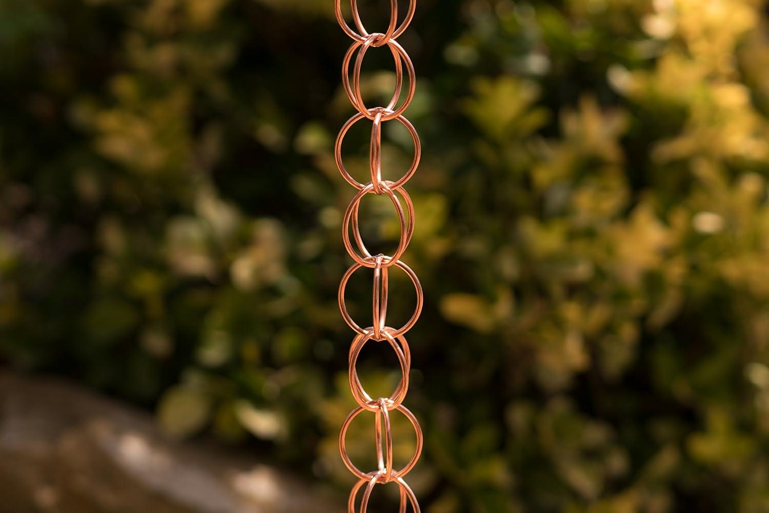 Monarch Rain Chains Pure Copper Ring Rain Chain Replacement Downspouts for Gutters