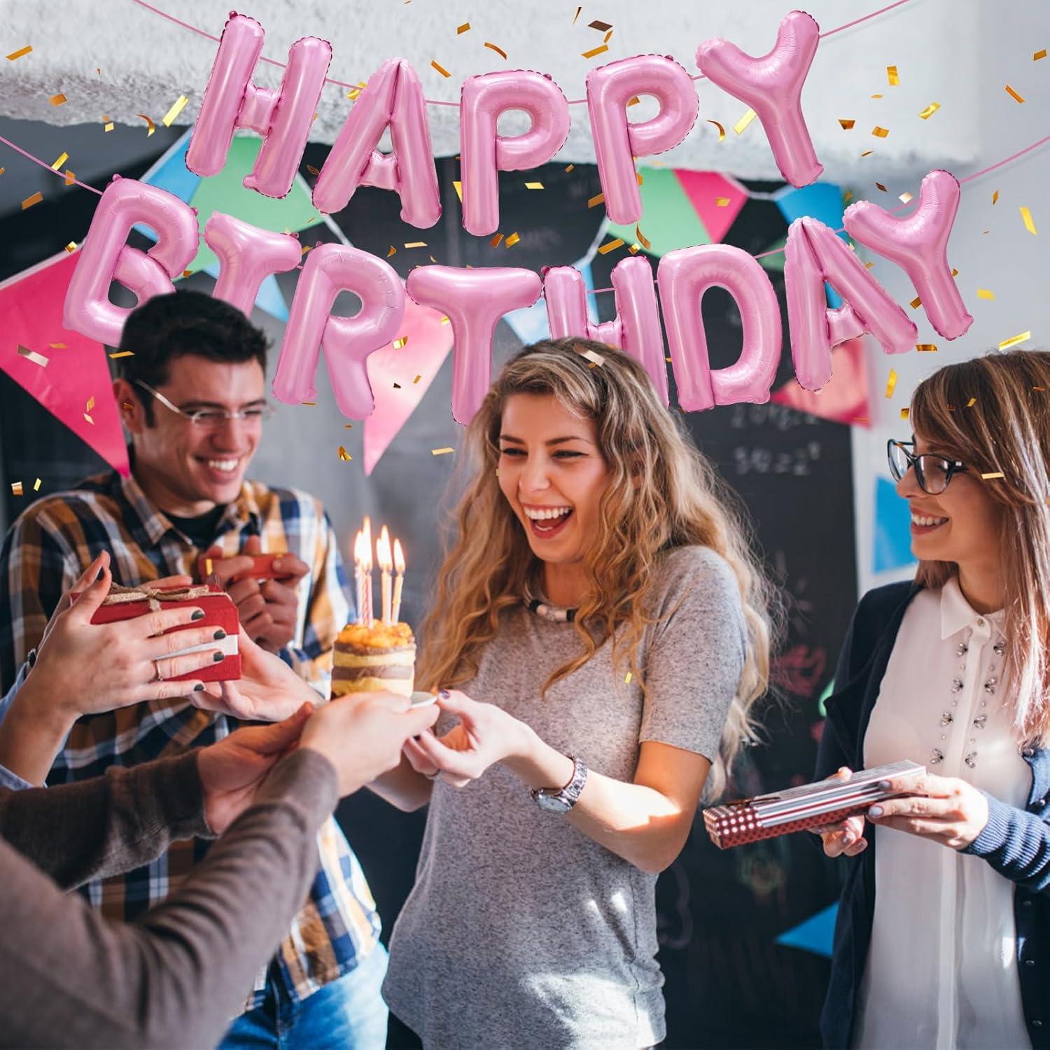 comerut 16inch Happy Birthday Letter Aluminum Foil Balloons Decoration Party Supplies