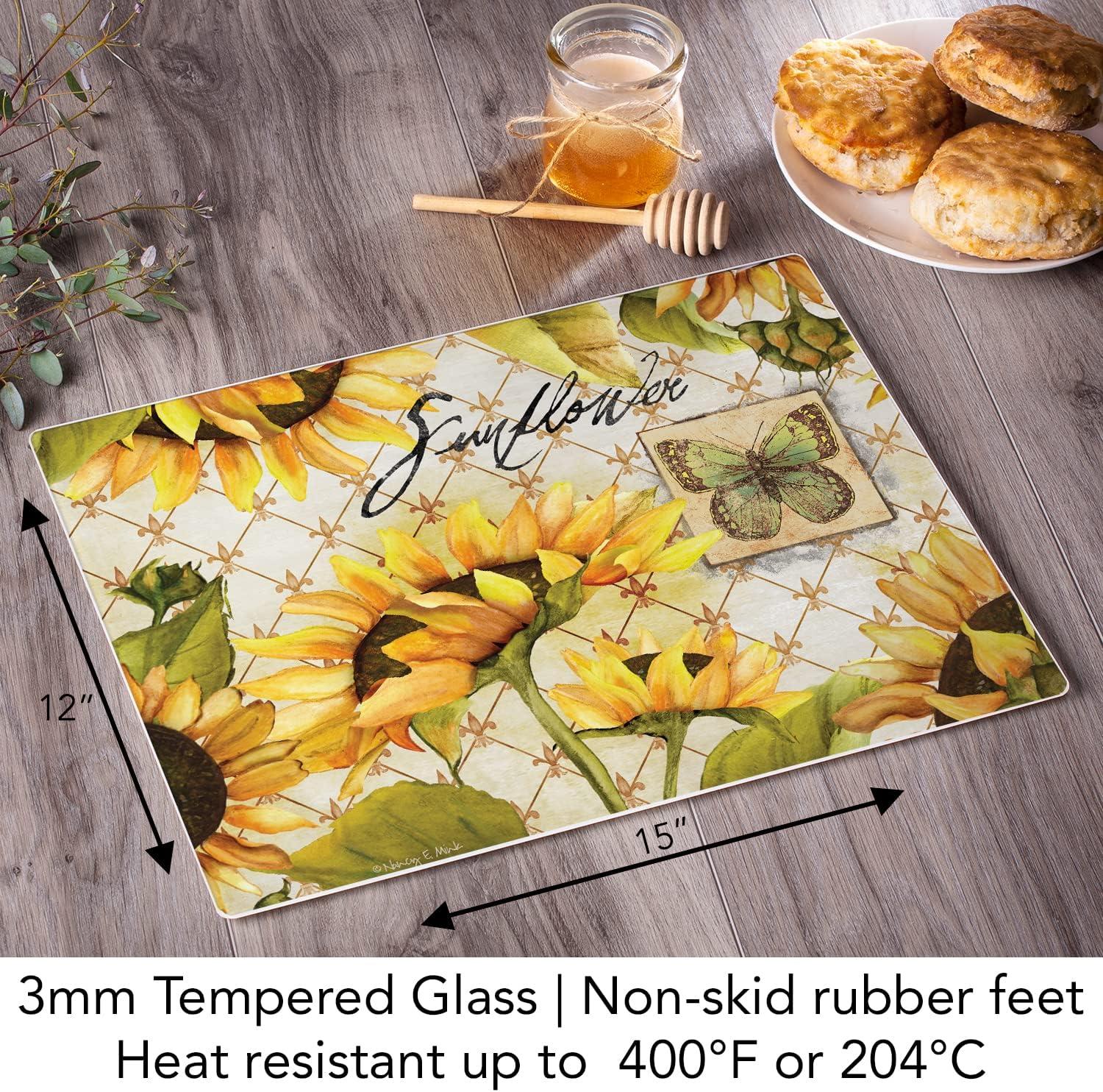 CounterArt Glass Sunflowers in Bloom Cutting Board