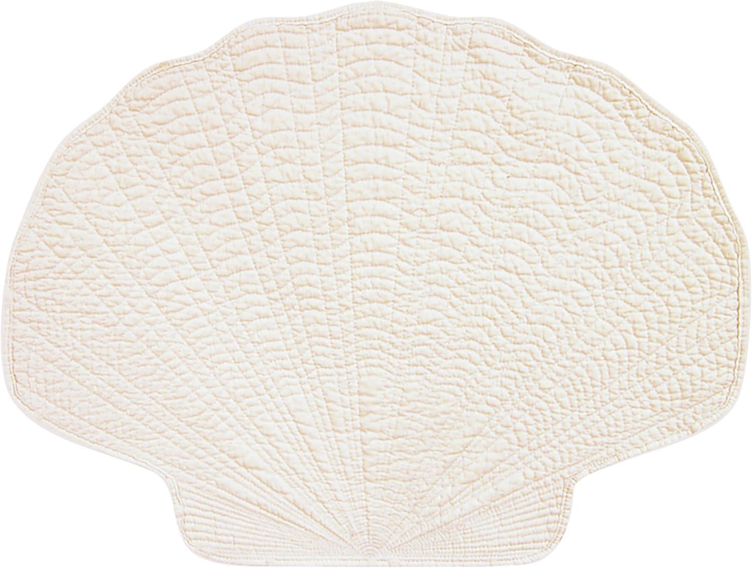 Shell White Cotton Quilted Coastal Placemat Set of 6