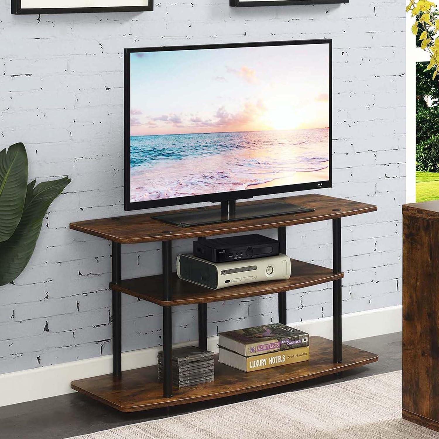 Convenience Concepts Designs2Go No Tools 3 Tier Wide TV Stand for TVs up to 46", Barnwood/Black