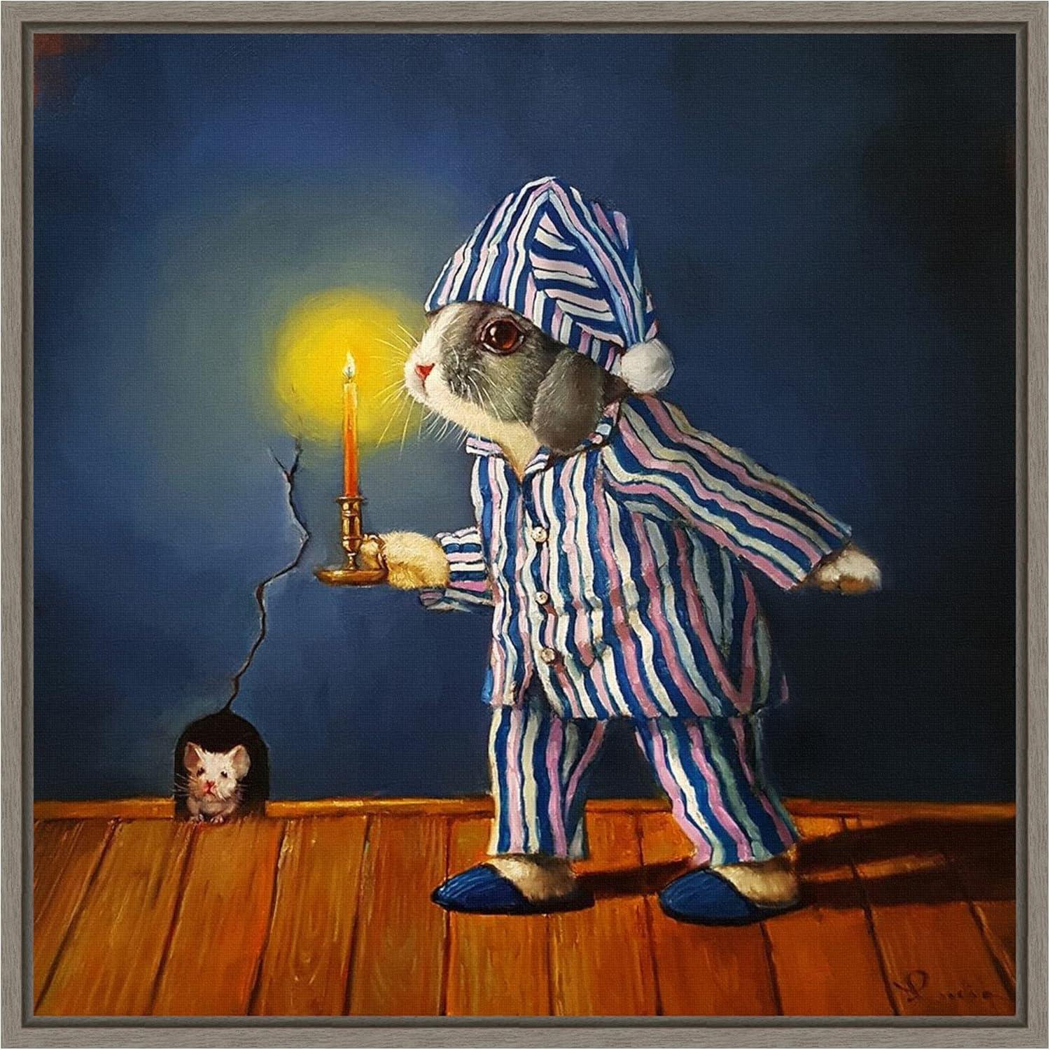 Amanti Art The Night Before Christmas Mouse by Lucia Heffernan Canvas Wall Art Print Framed 16 x 16-in.